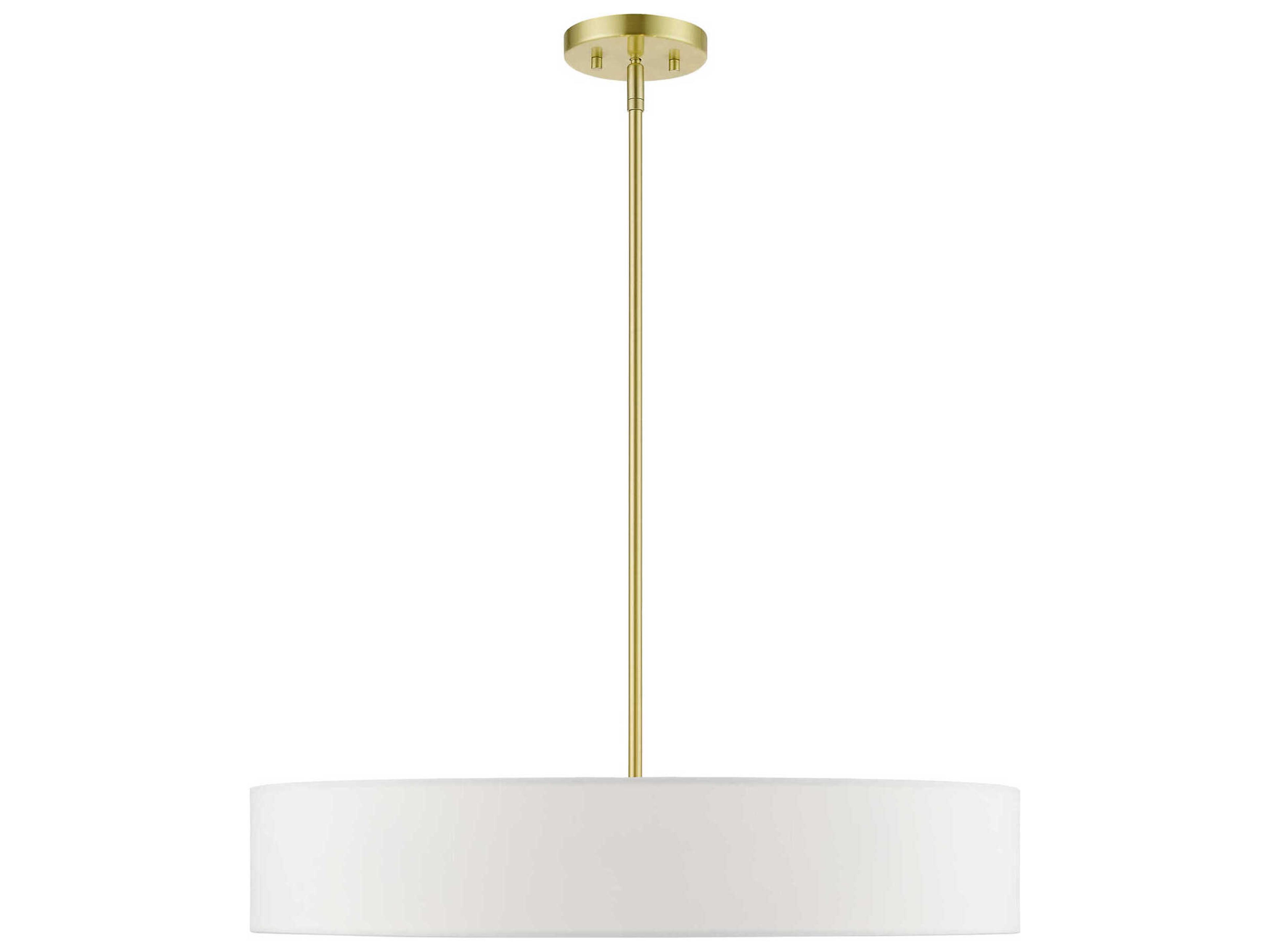 Livex Lighting Venlo 5-Light Satin Brass Shiny White Drum Pendant