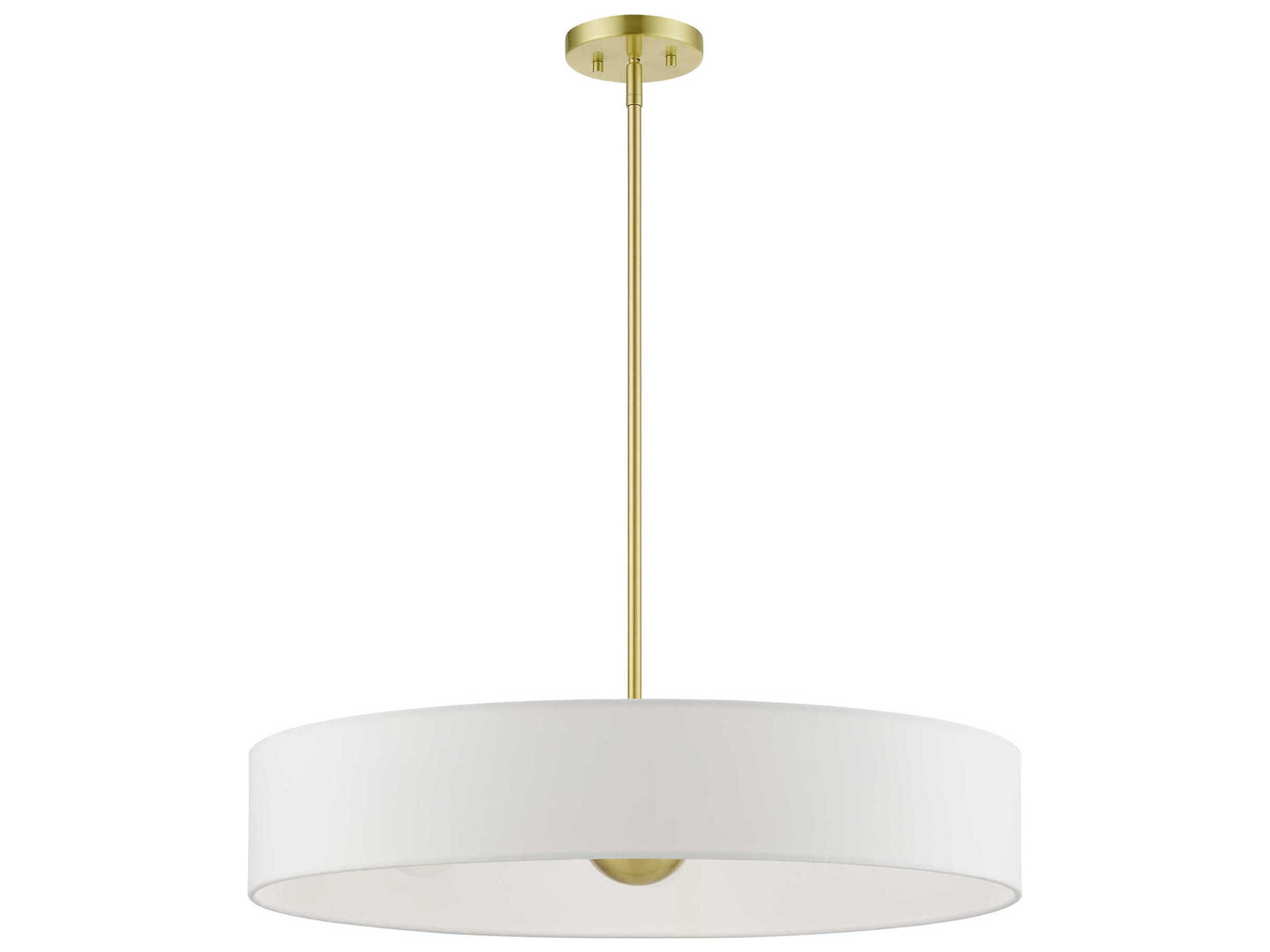 Livex Lighting Venlo 5-Light Satin Brass Shiny White Drum Pendant