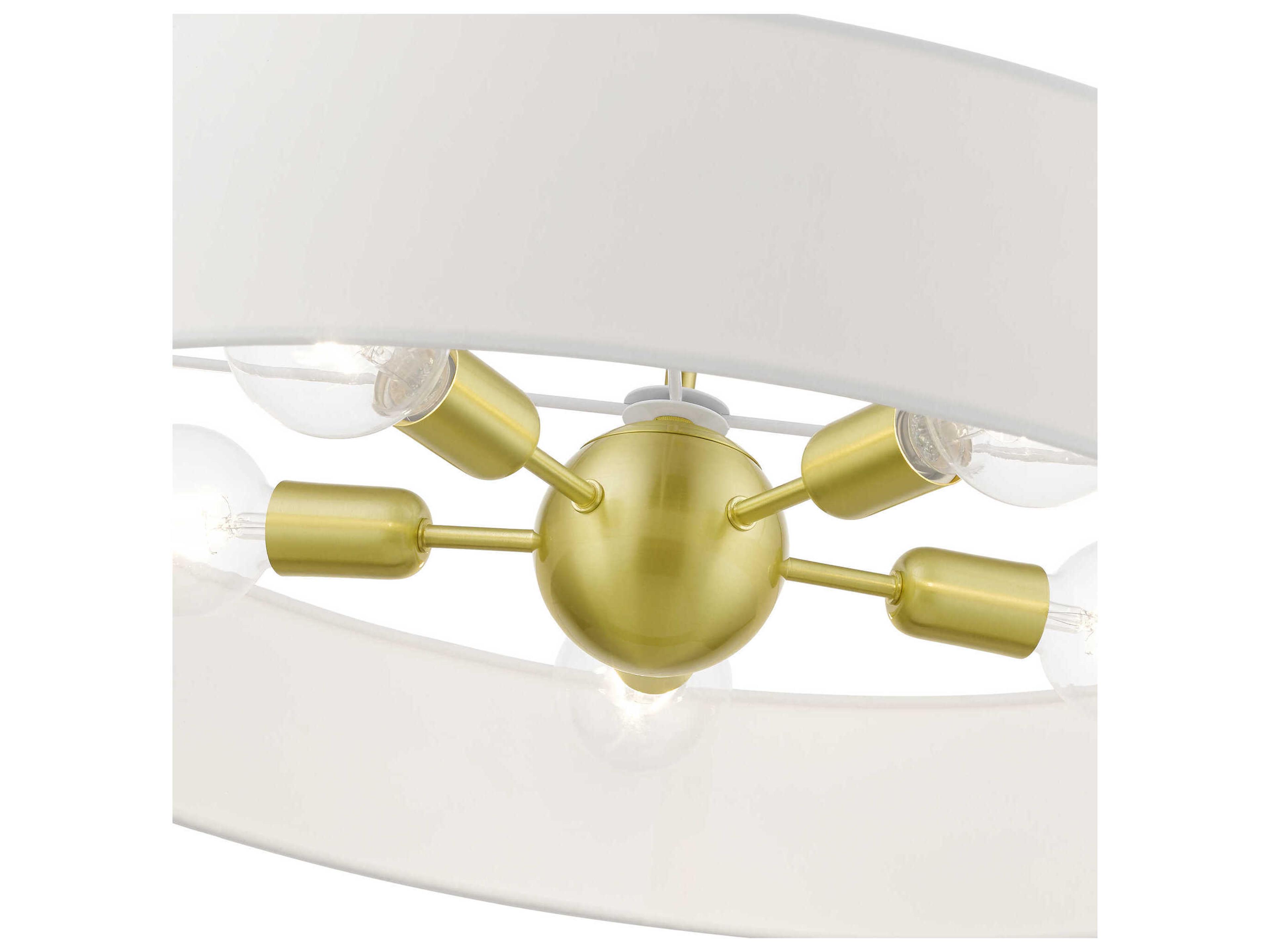 Livex Lighting Venlo 5-Light Satin Brass Shiny White Drum Pendant