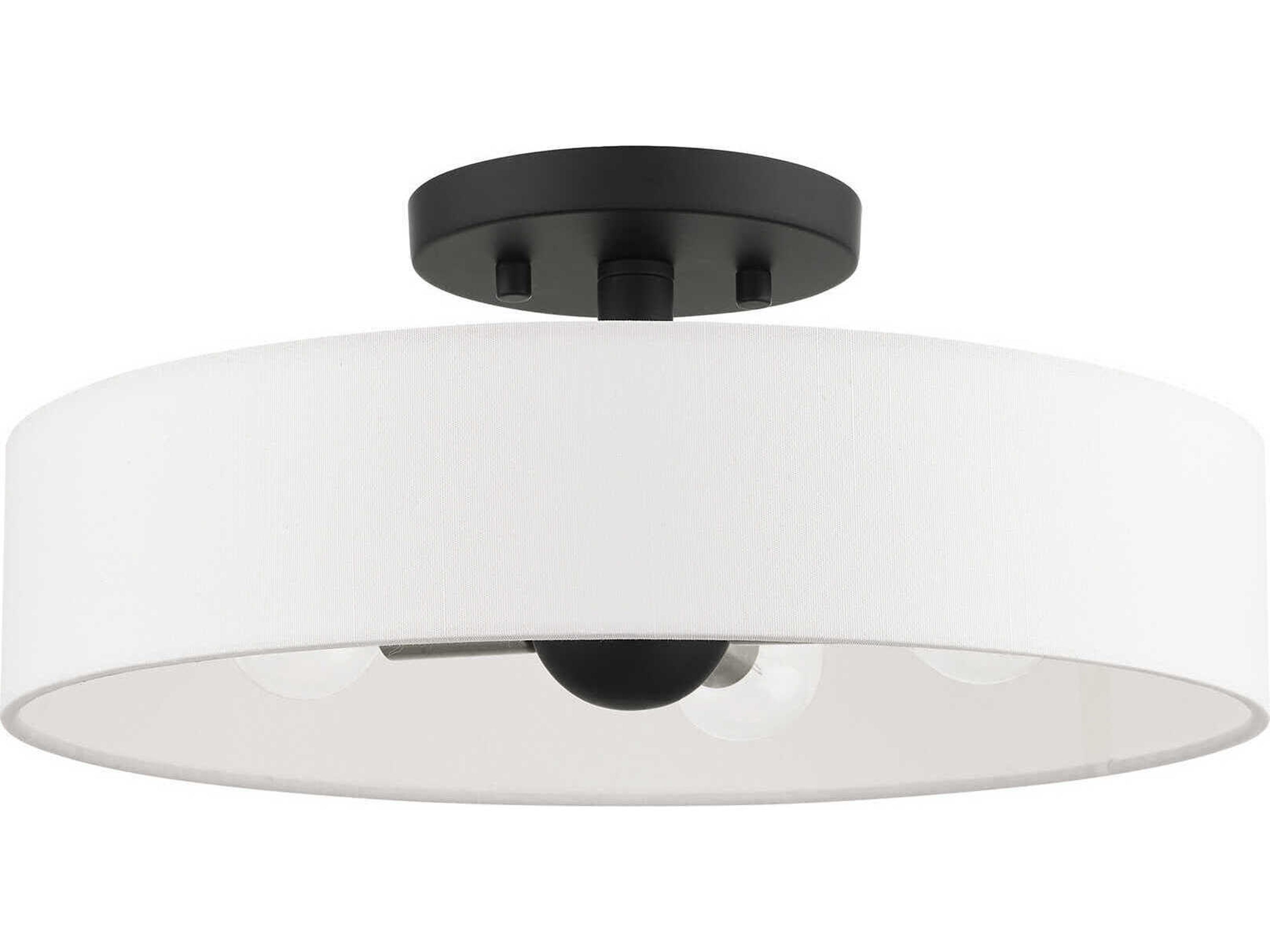 Livex Lighting Venlo 4-Light Black Brushed Nickel Drum Geometric Semi Flush Mount