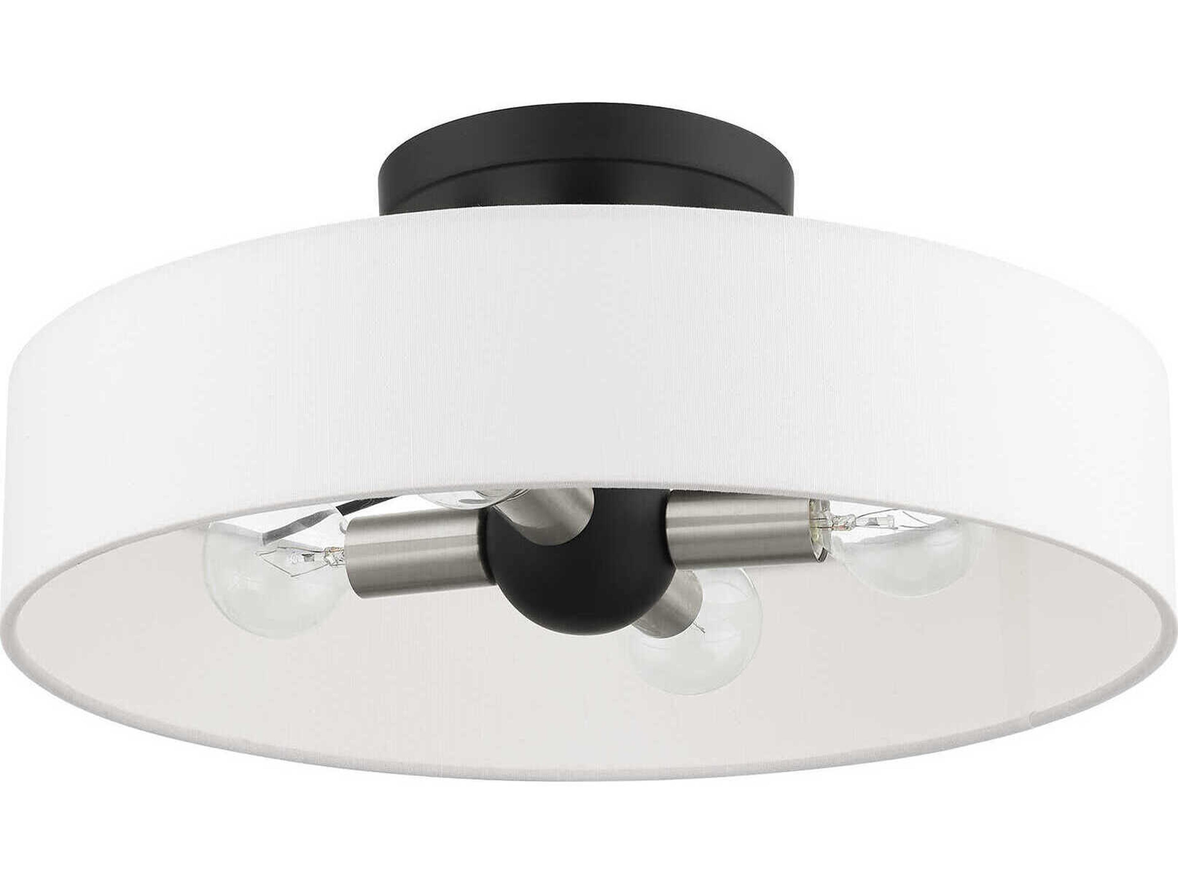 Livex Lighting Venlo 4-Light Black Brushed Nickel Drum Geometric Semi Flush Mount