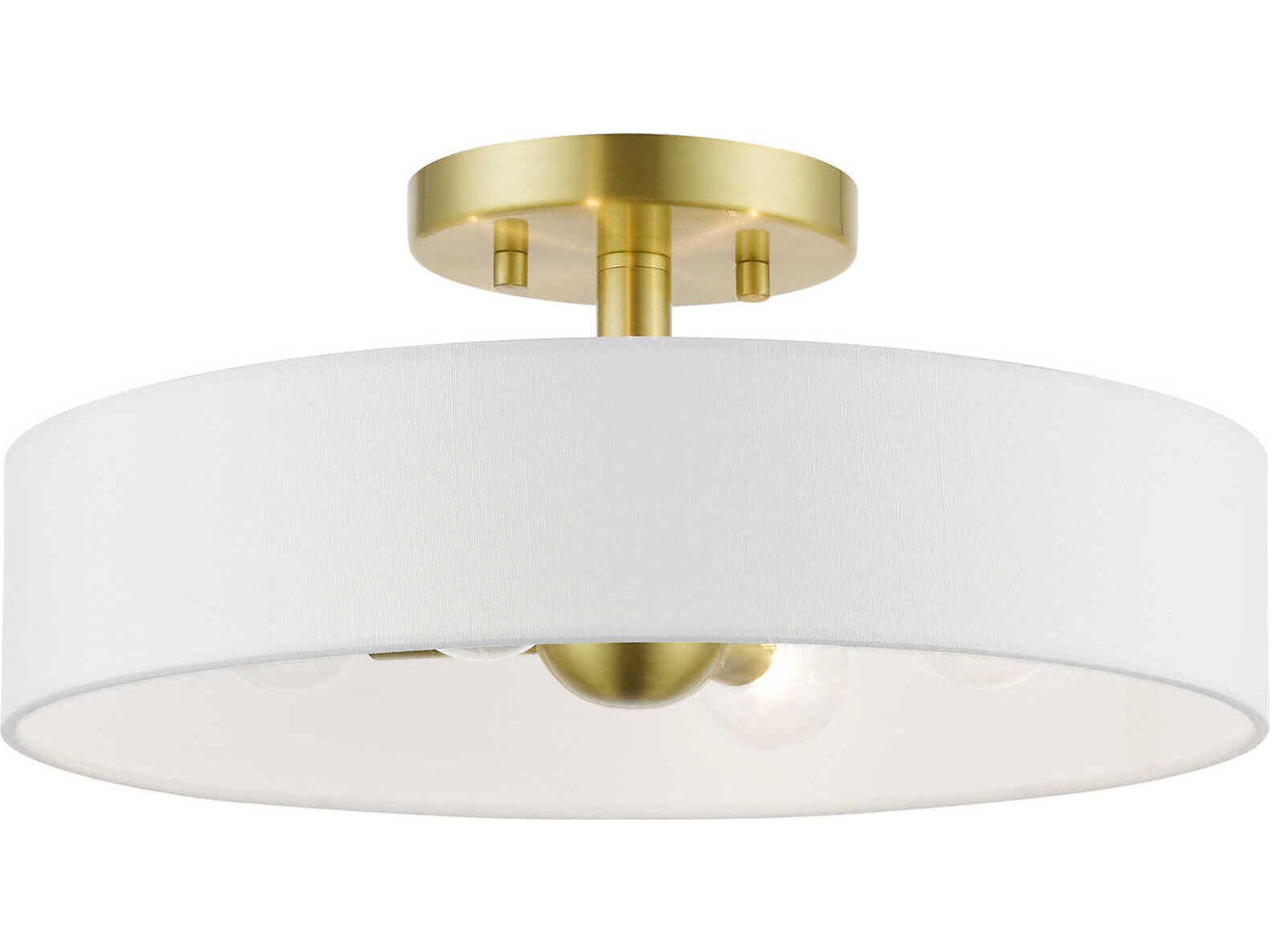 Venlo 4-Light Satin Brass Shiny White Drum Semi Flush Mount