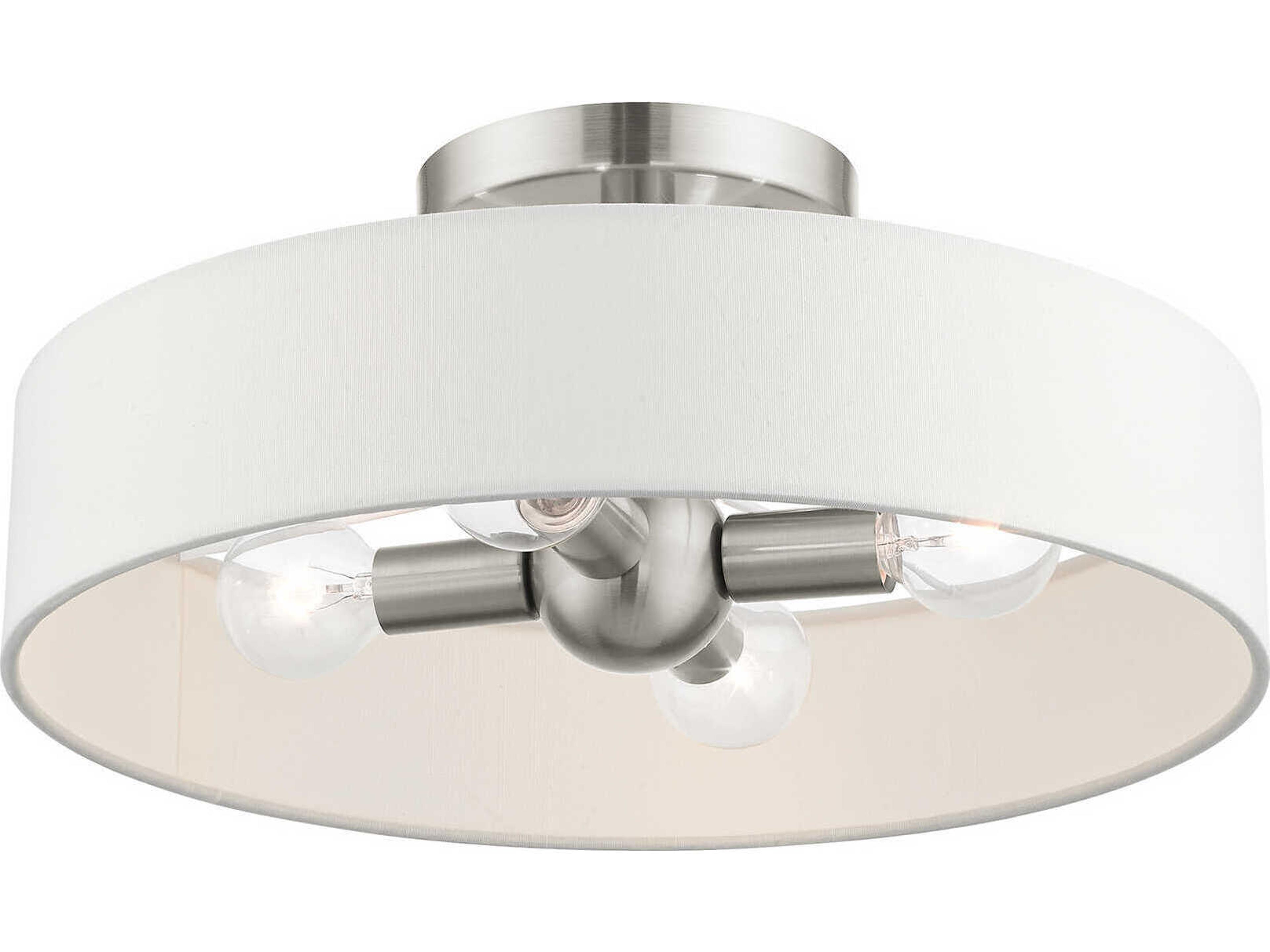 Livex Lighting Venlo 4-Light Brushed Nickel Drum Geometric Semi Flush Mount