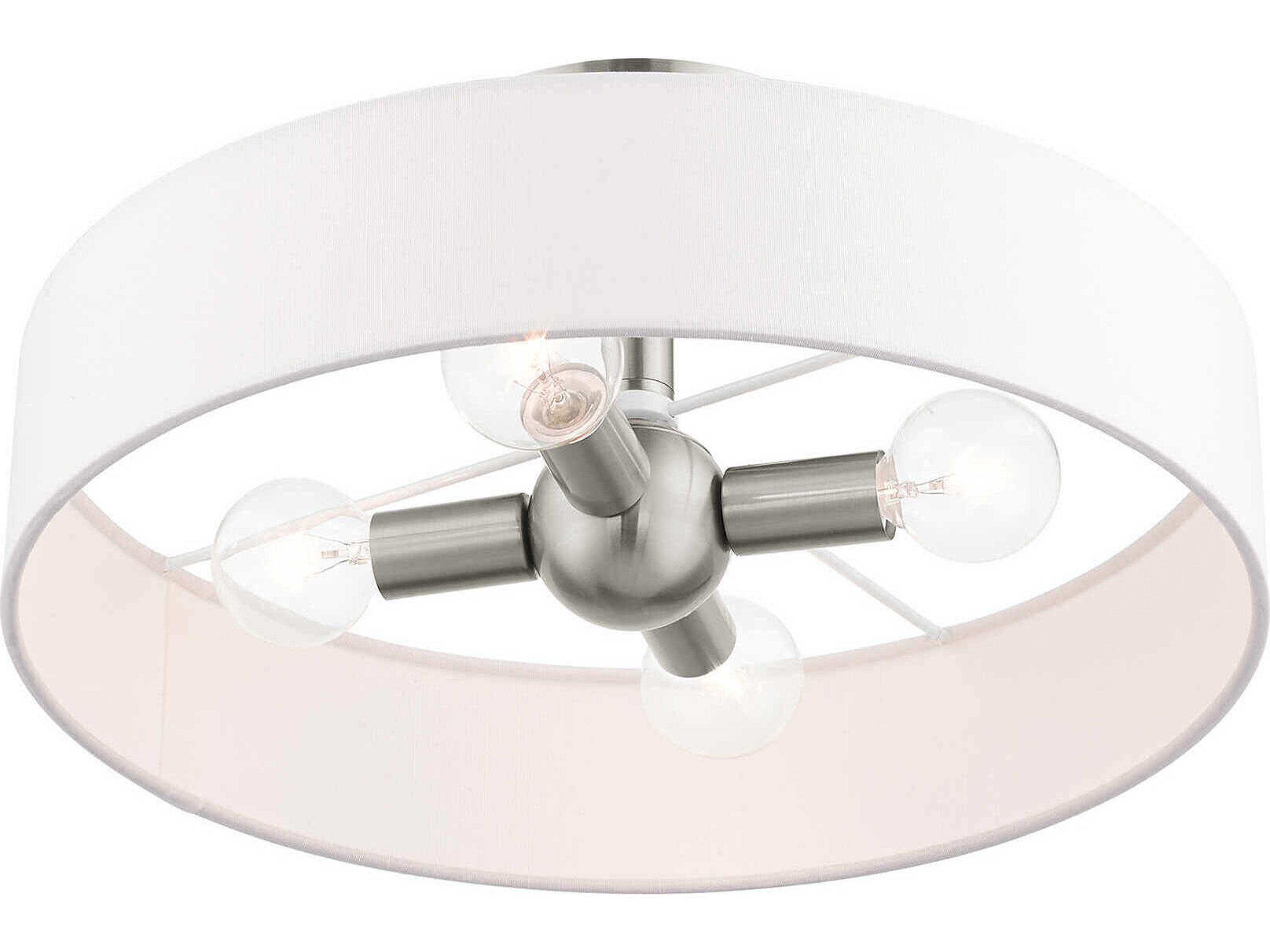 Livex Lighting Venlo 4-Light Brushed Nickel Drum Geometric Semi Flush Mount