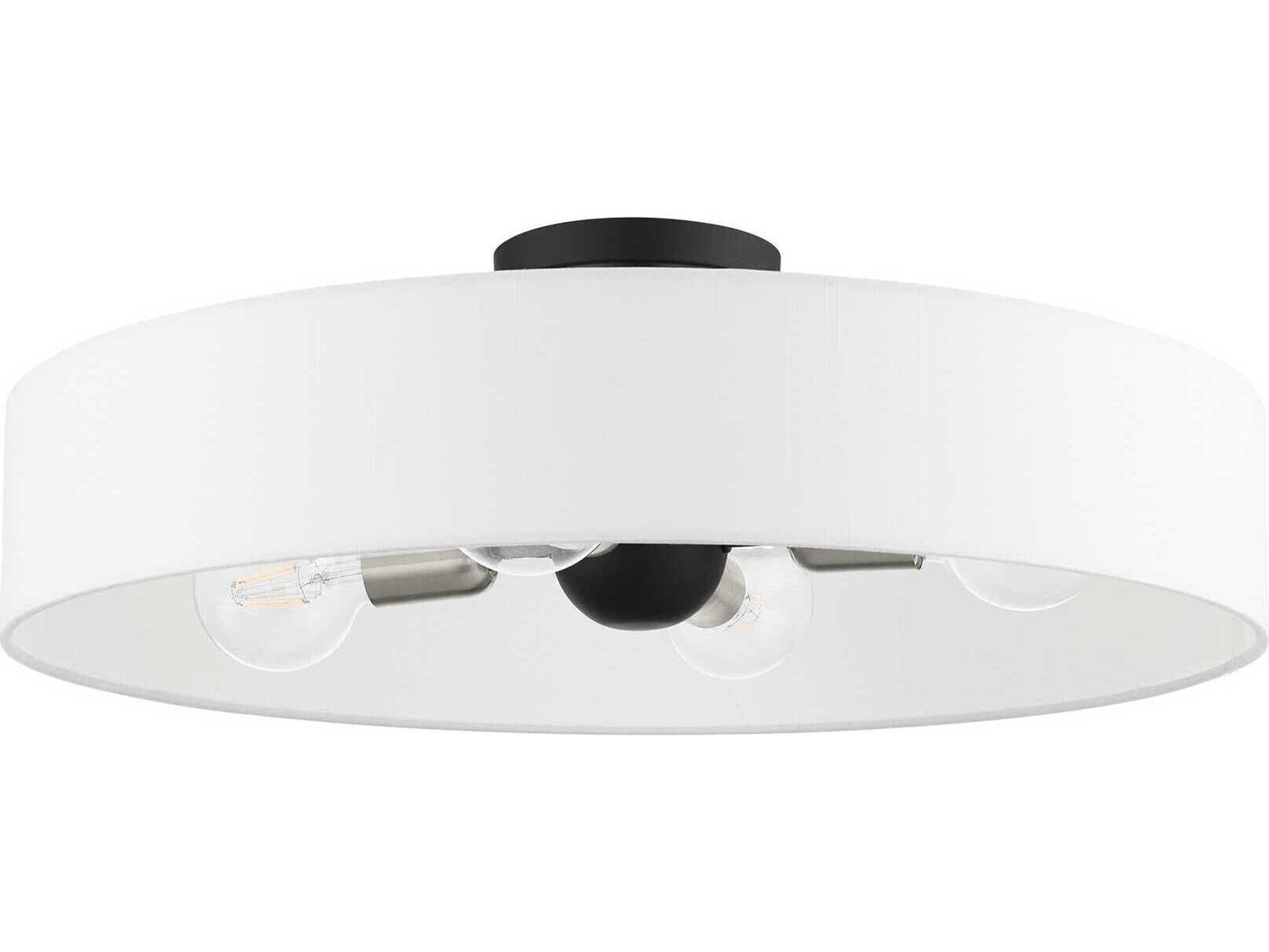 Livex Lighting Venlo 4-Light Black Brushed Nickel Drum Geometric Semi Flush Mount