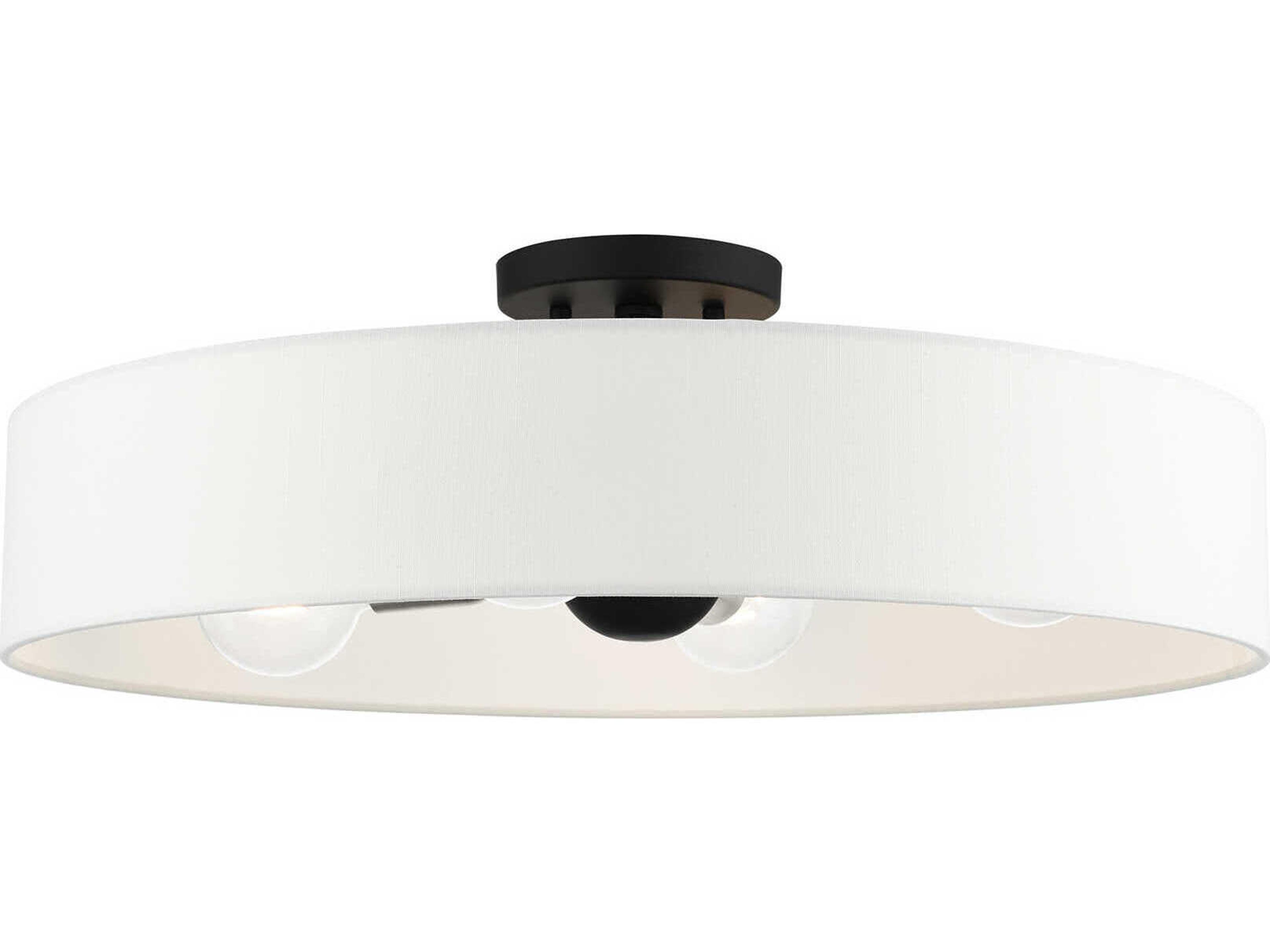 Livex Lighting Venlo 4-Light Black Brushed Nickel Drum Geometric Semi Flush Mount