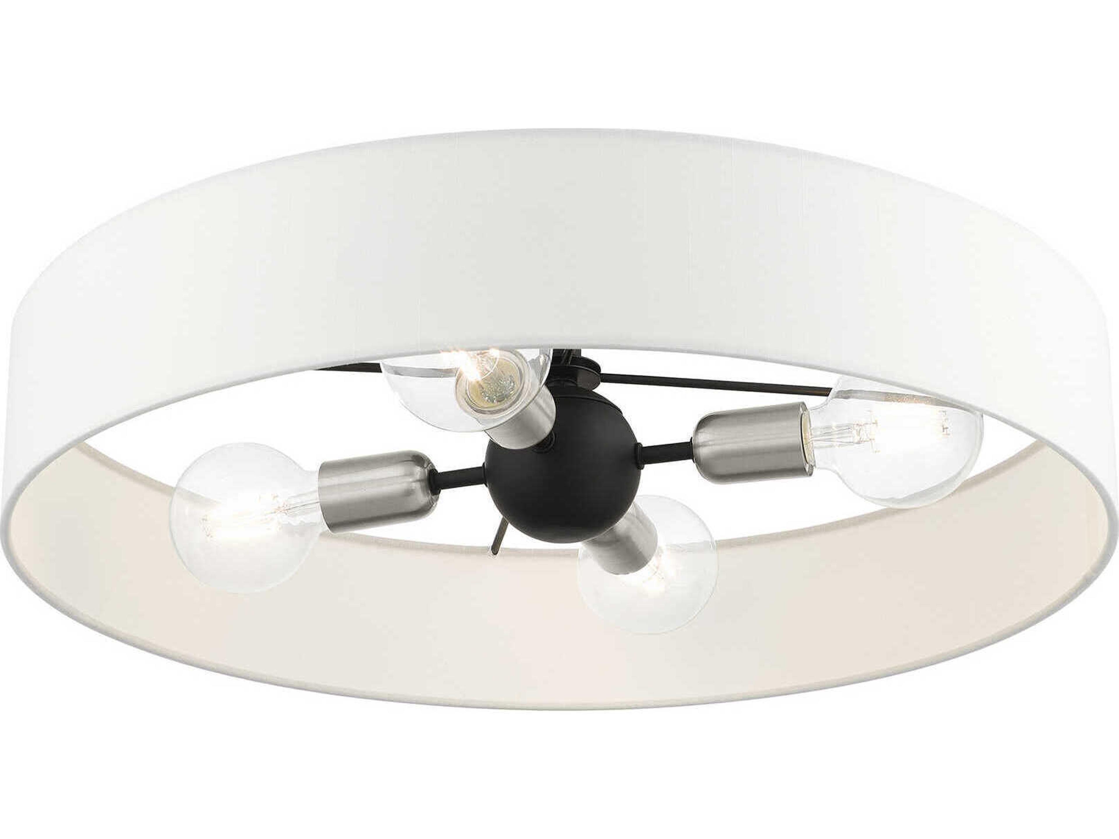 Livex Lighting Venlo 4-Light Black Brushed Nickel Drum Geometric Semi Flush Mount