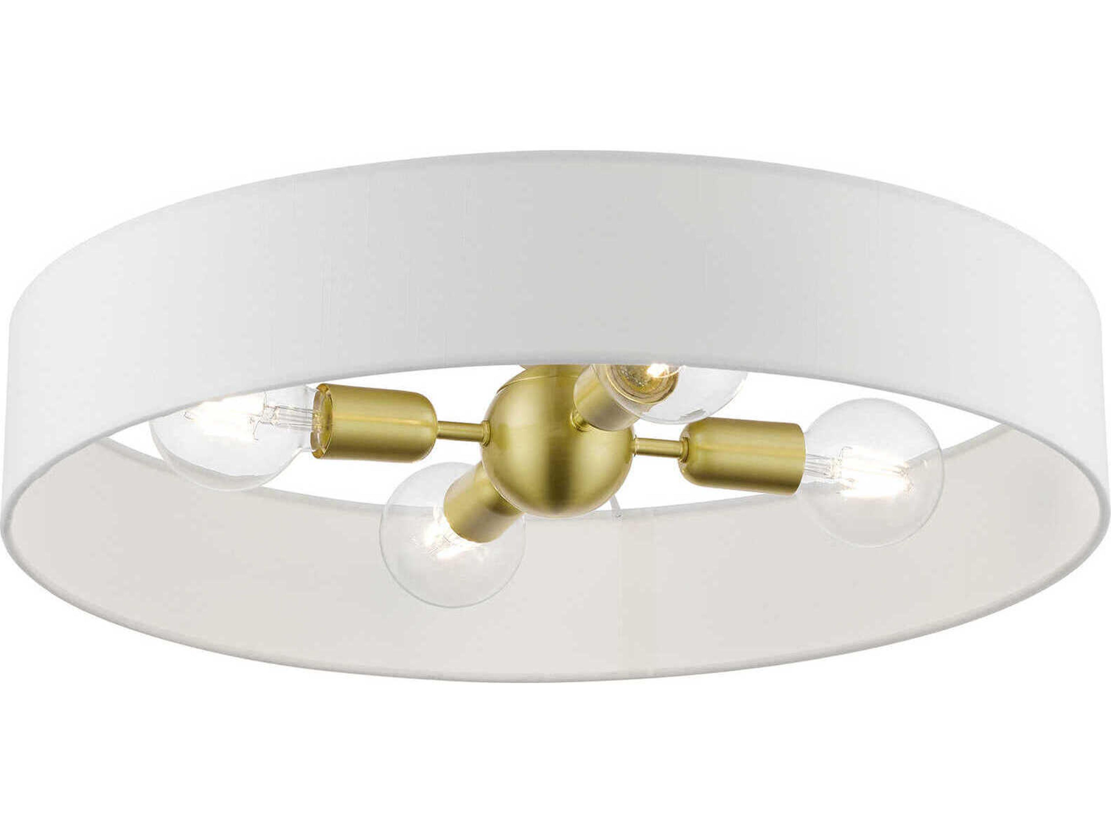Livex Lighting Venlo 4-Light Satin Brass Shiny White Drum Semi Flush Mount