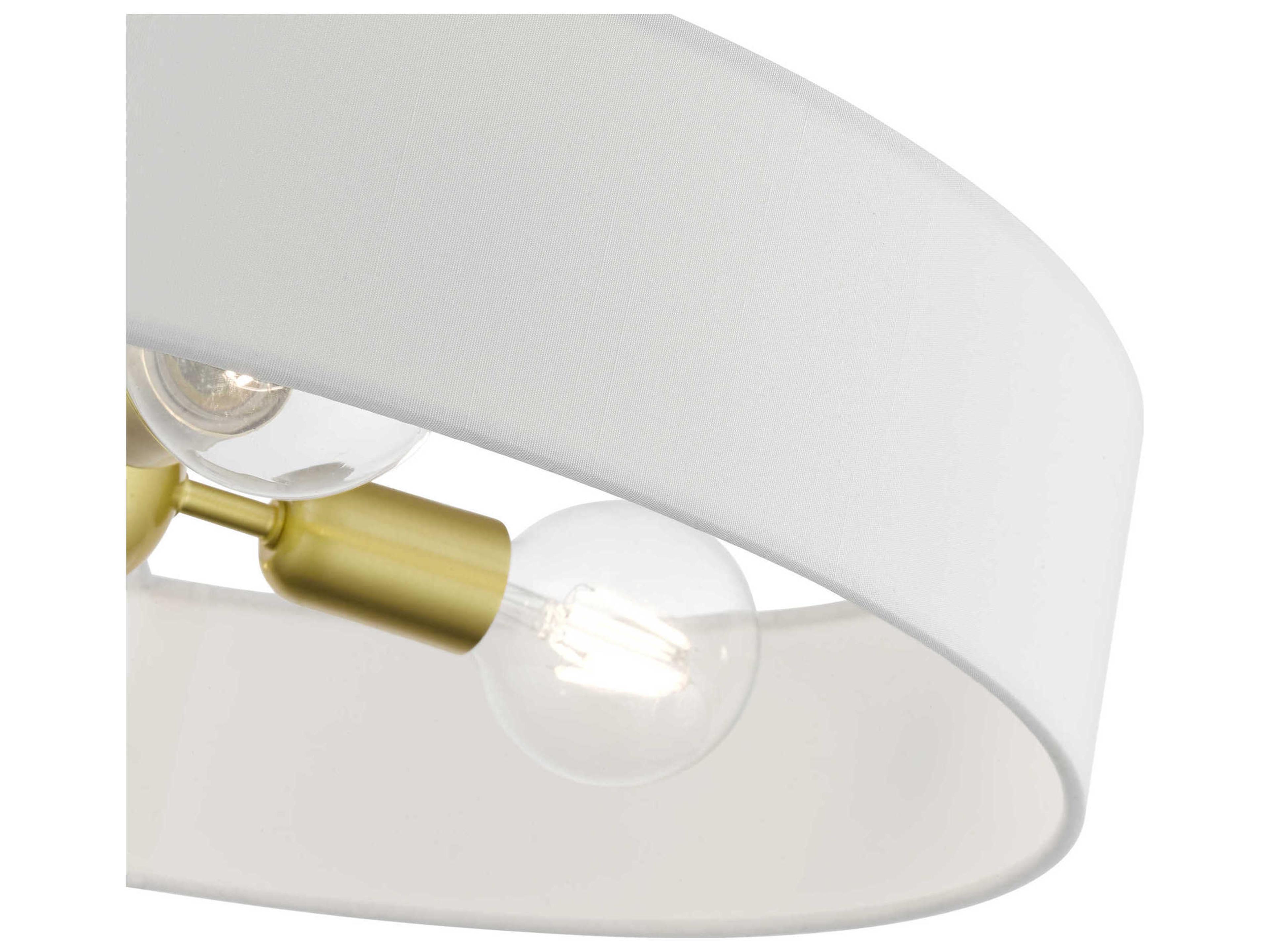 Livex Lighting Venlo 4-Light Satin Brass Shiny White Drum Semi Flush Mount