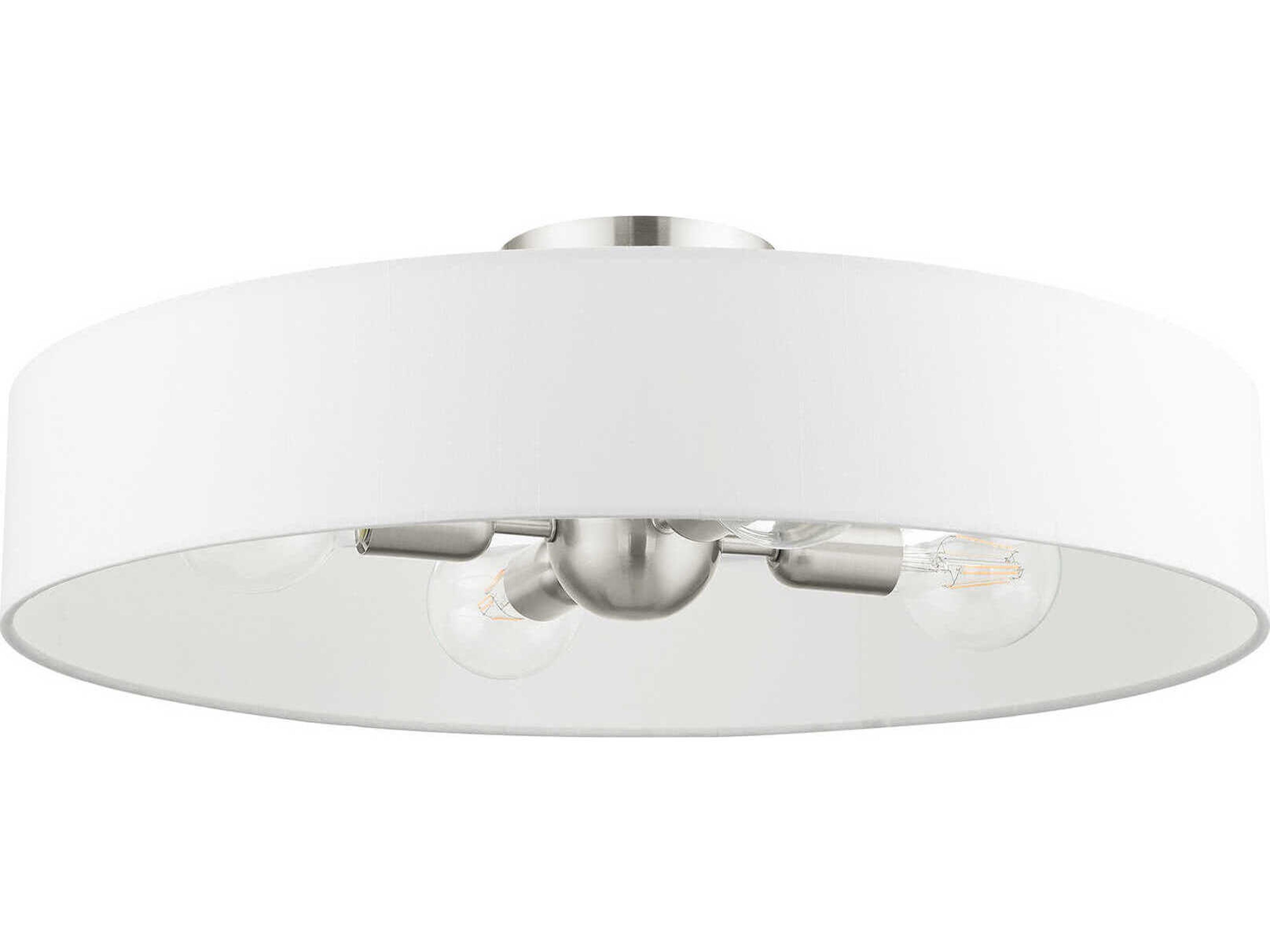 Livex Lighting Venlo 4-Light Brushed Nickel White Drum Geometric Semi Flush Mount