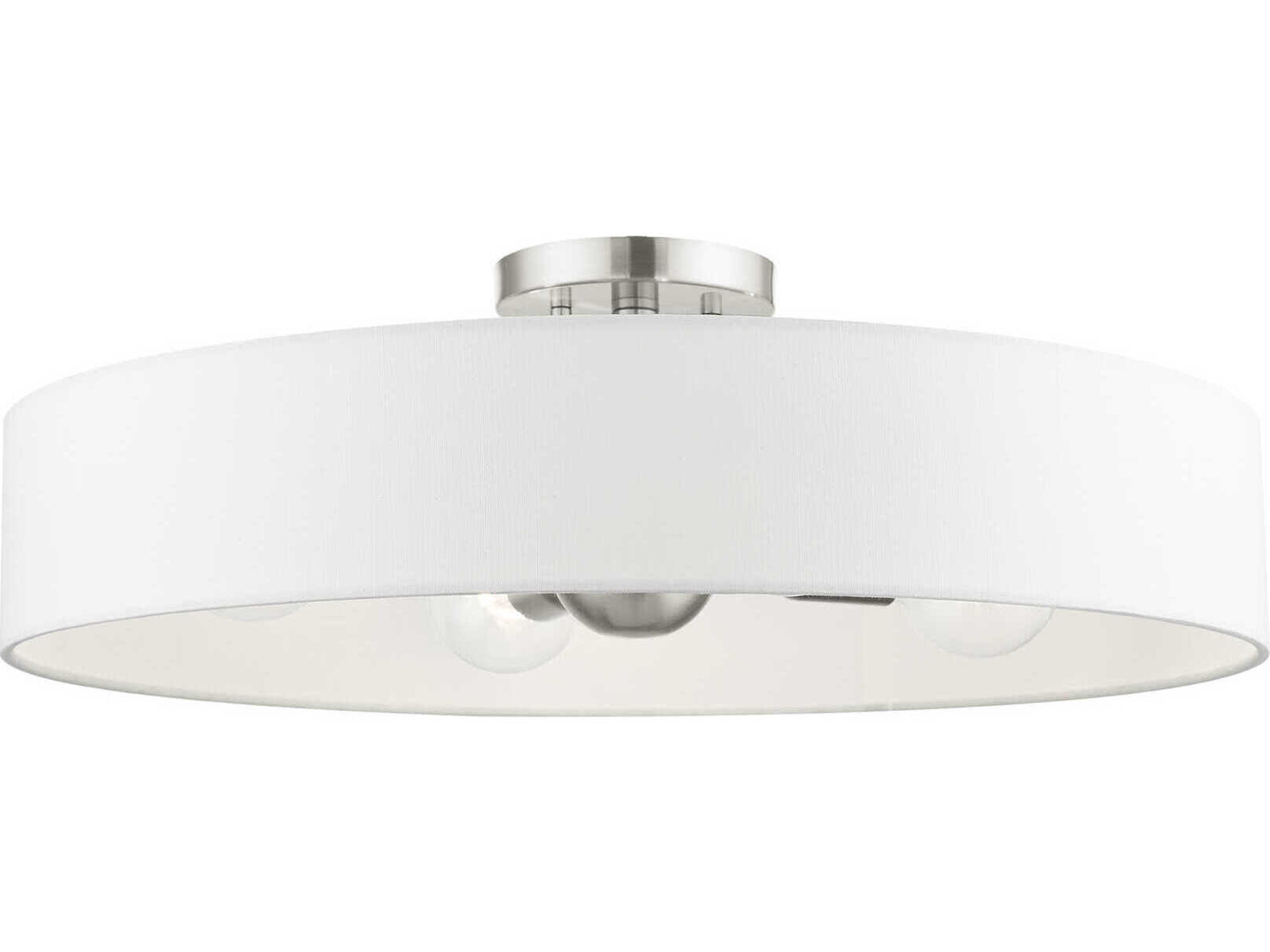 Livex Lighting Venlo 4-Light Brushed Nickel White Drum Geometric Semi Flush Mount
