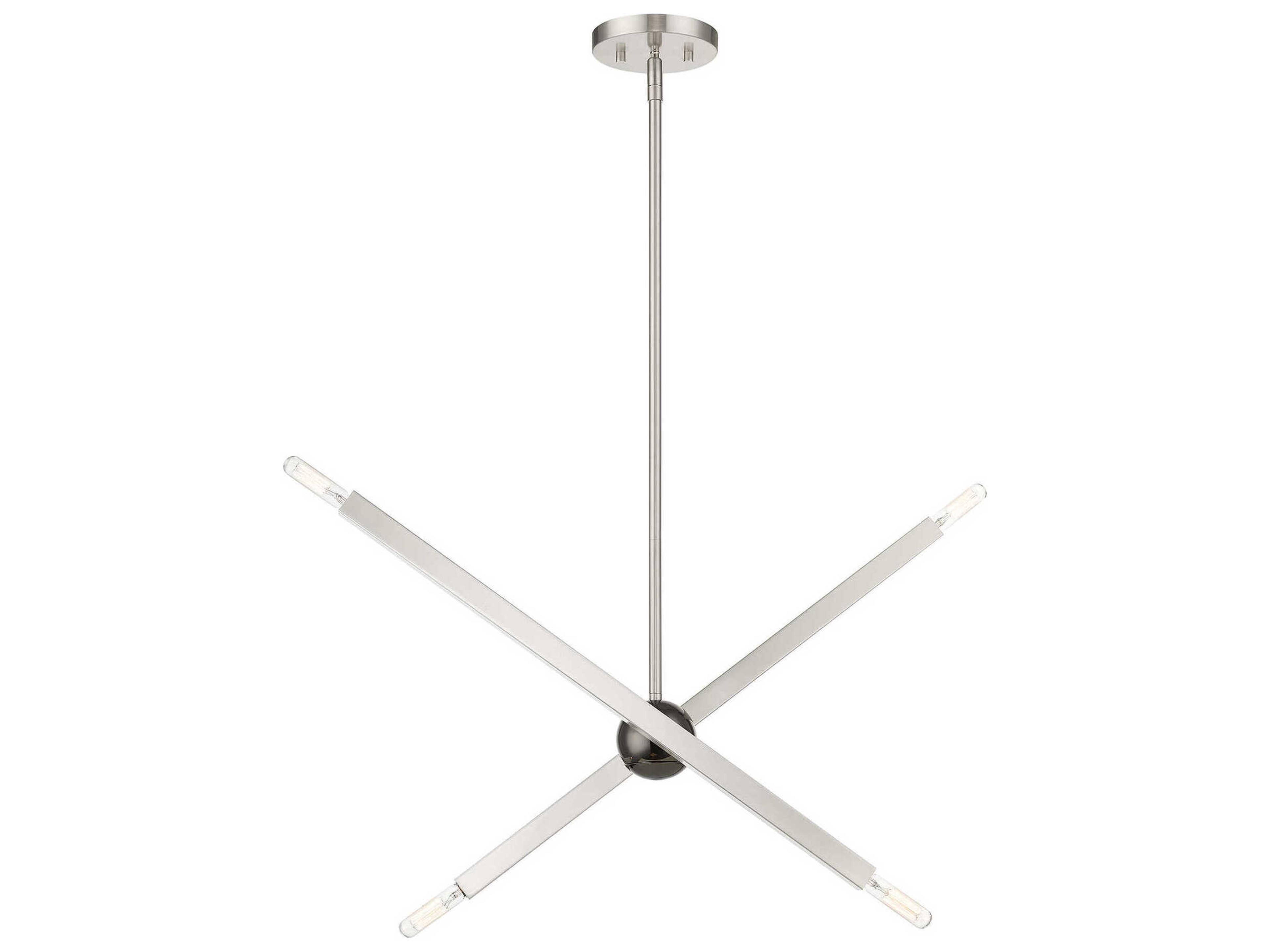 Monaco 4-Light Brushed Nickel Black Chrome Candelabra Sputnik Chandelier