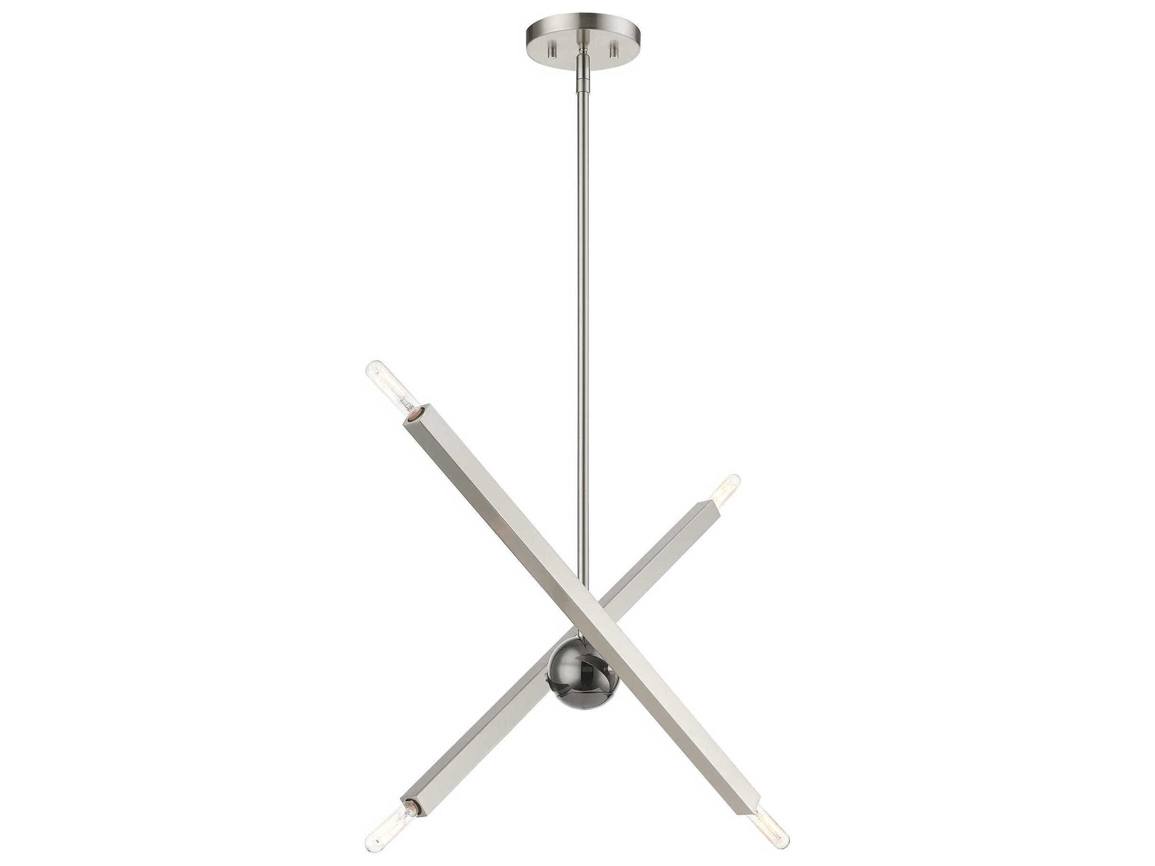 Livex Lighting Monaco 4-Light Brushed Nickel Black Chrome Candelabra Sputnik Chandelier