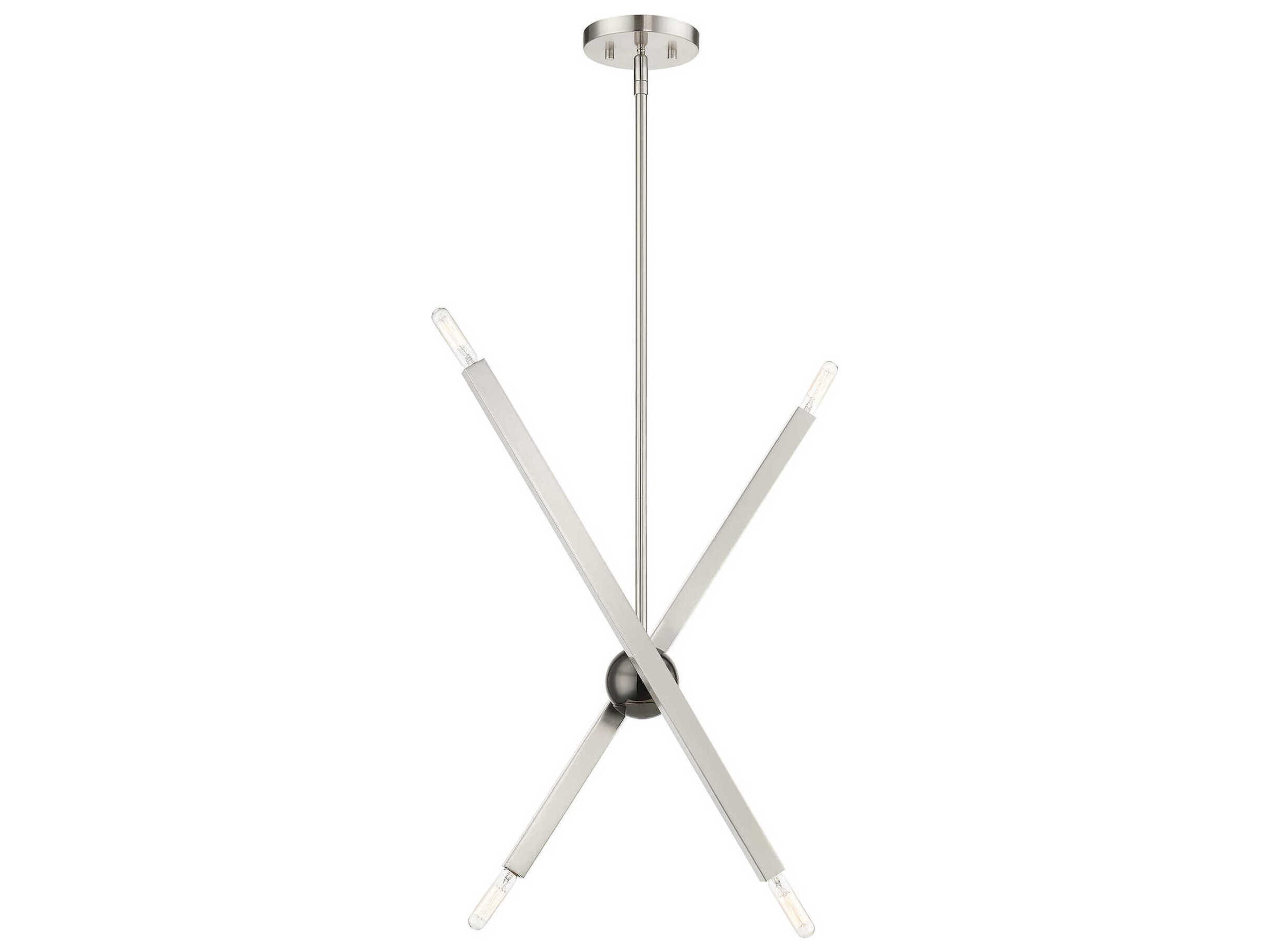 Livex Lighting Monaco 4-Light Brushed Nickel Black Chrome Candelabra Sputnik Chandelier