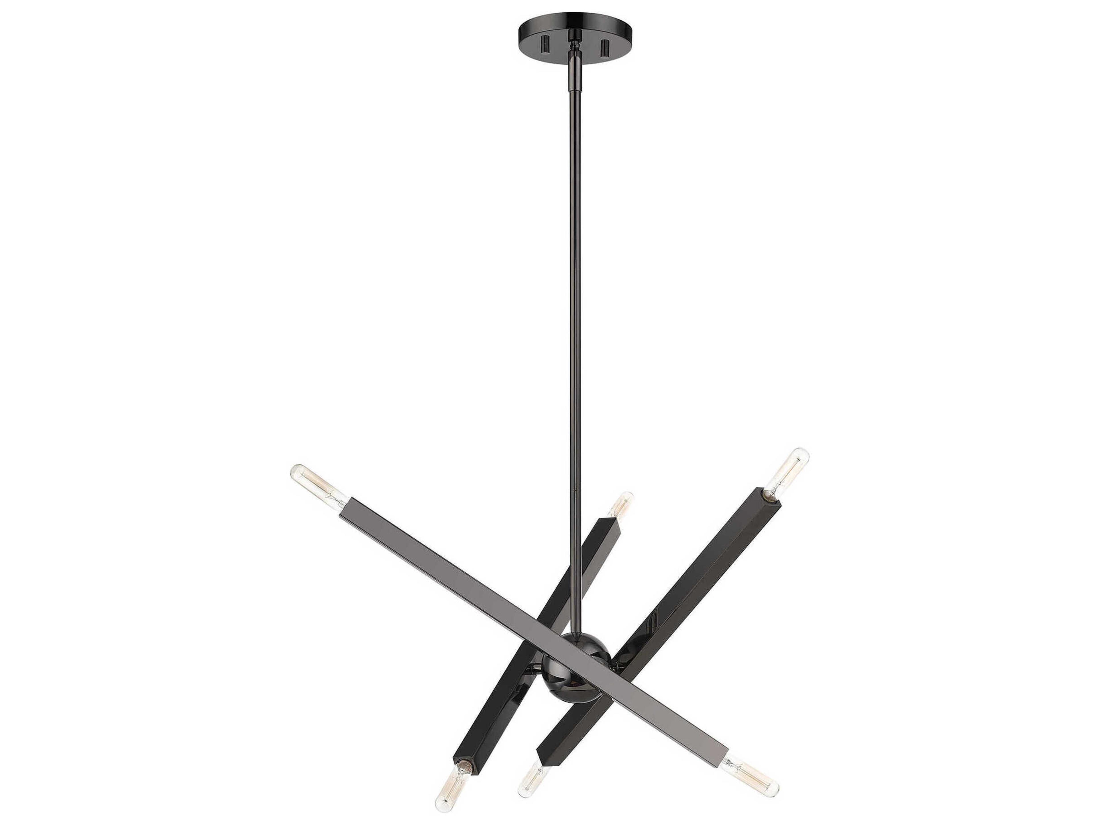 Livex Lighting Monaco 6-Light Black Chrome Candelabra Sputnik Chandelier