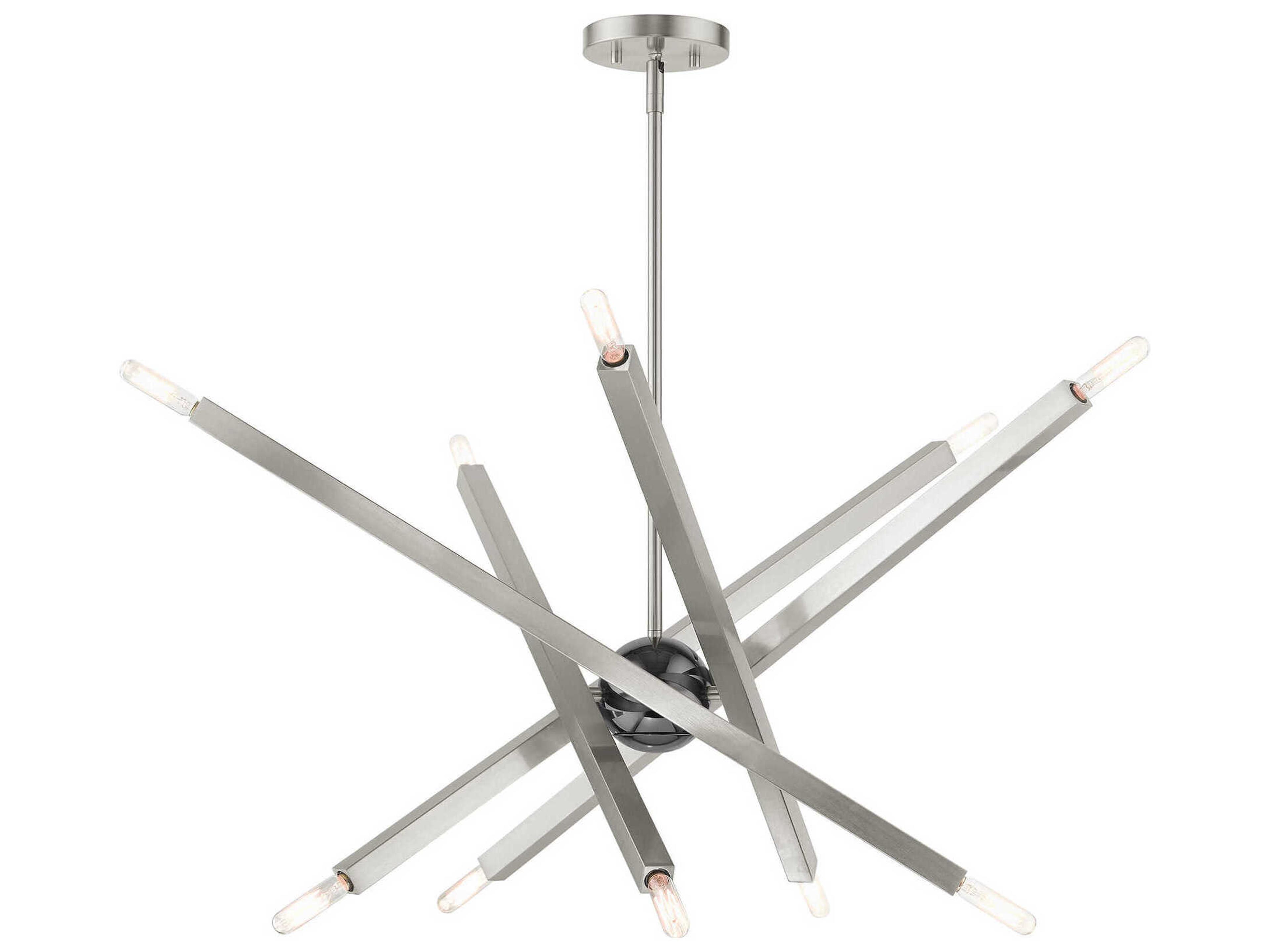Livex Lighting Monaco 10-Light Brushed Nickel Candelabra Sputnik Chandelier