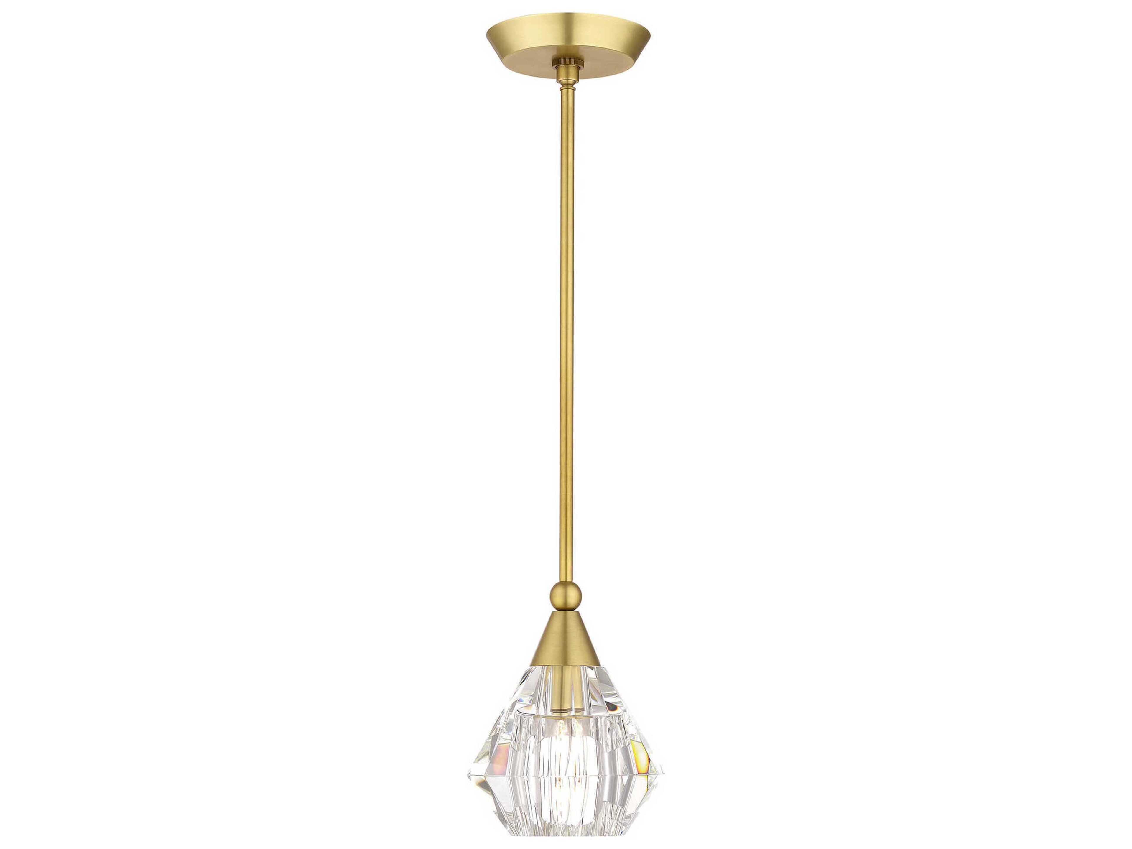 Brussels 1-Light Natural Brass Crystal Mini Pendant