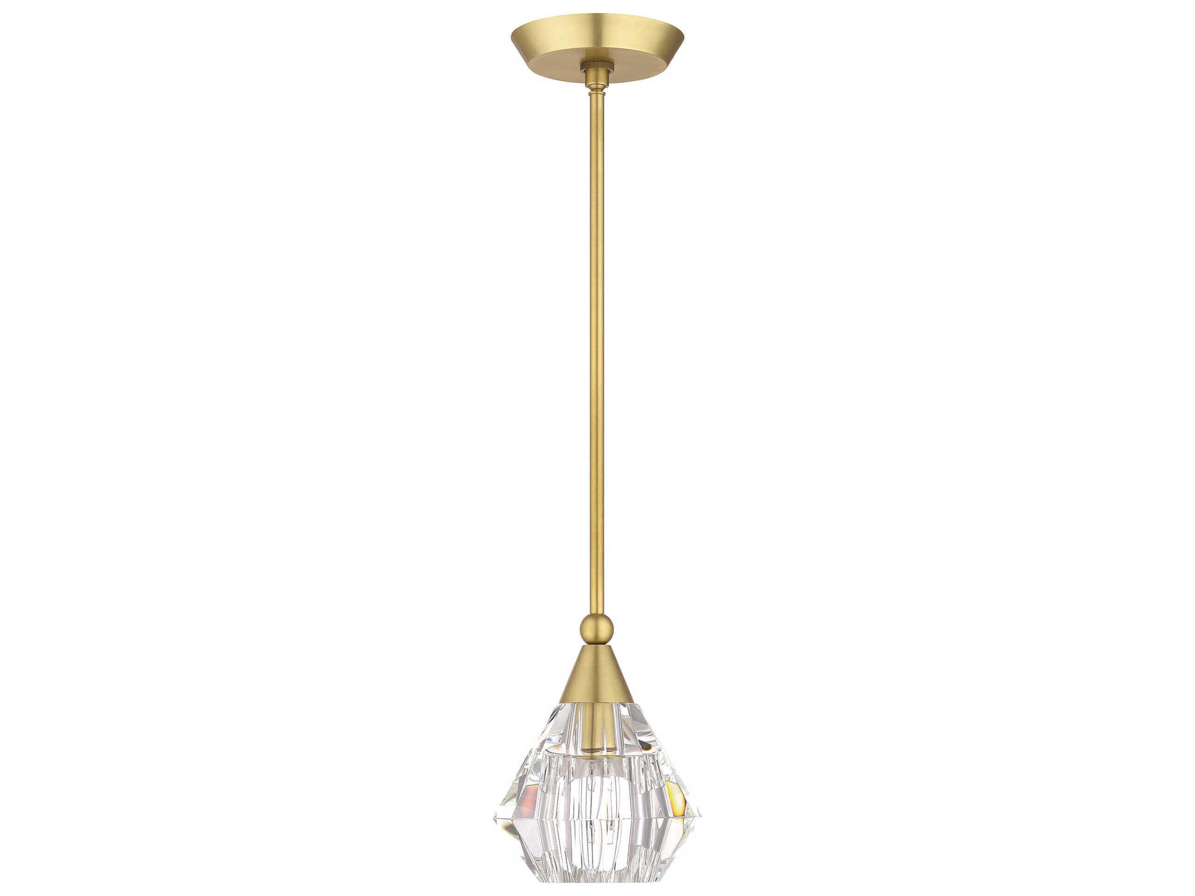 Livex Lighting Brussels 1-Light Natural Brass Crystal Mini Pendant