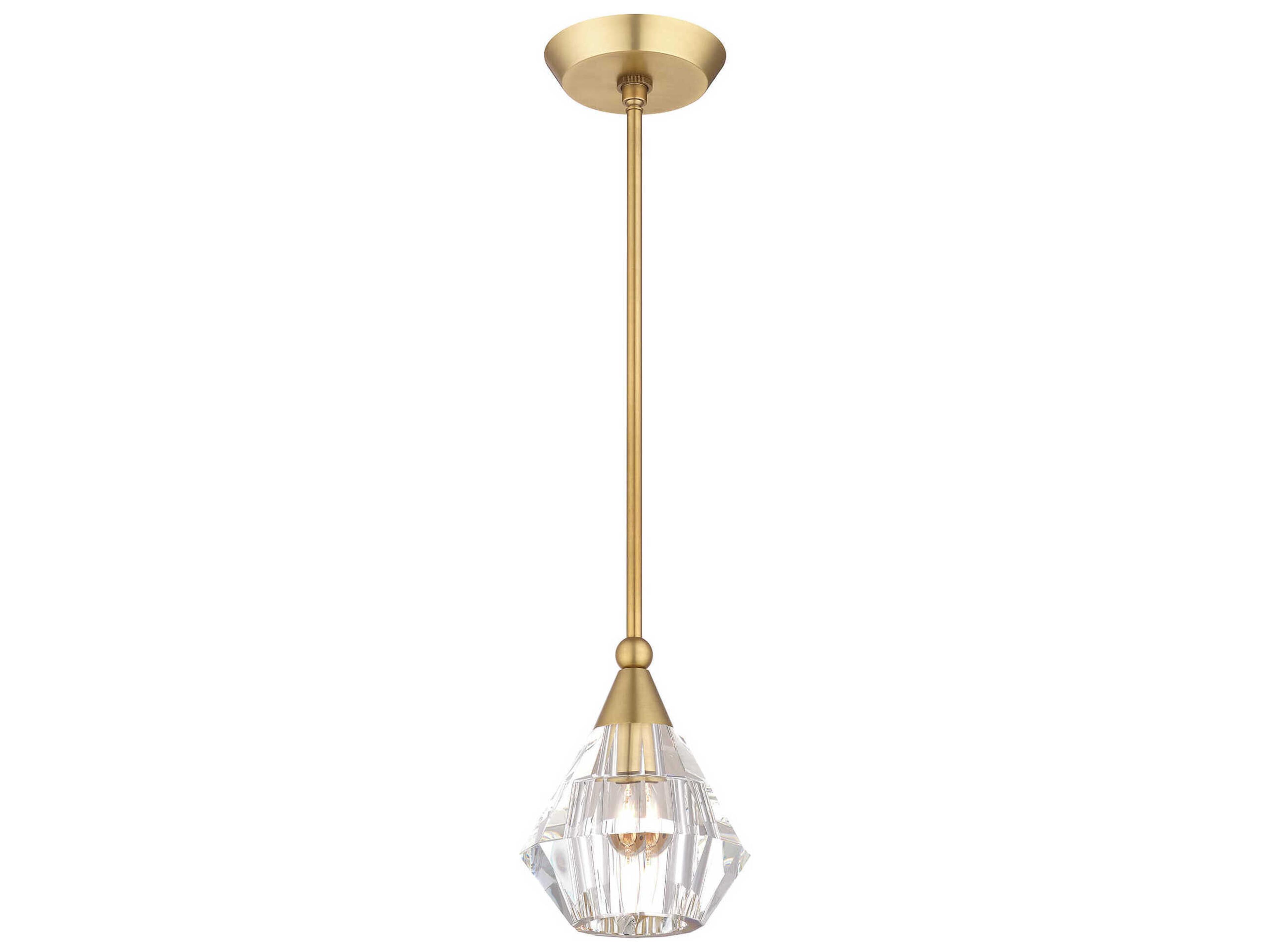 Livex Lighting Brussels 1-Light Natural Brass Crystal Mini Pendant