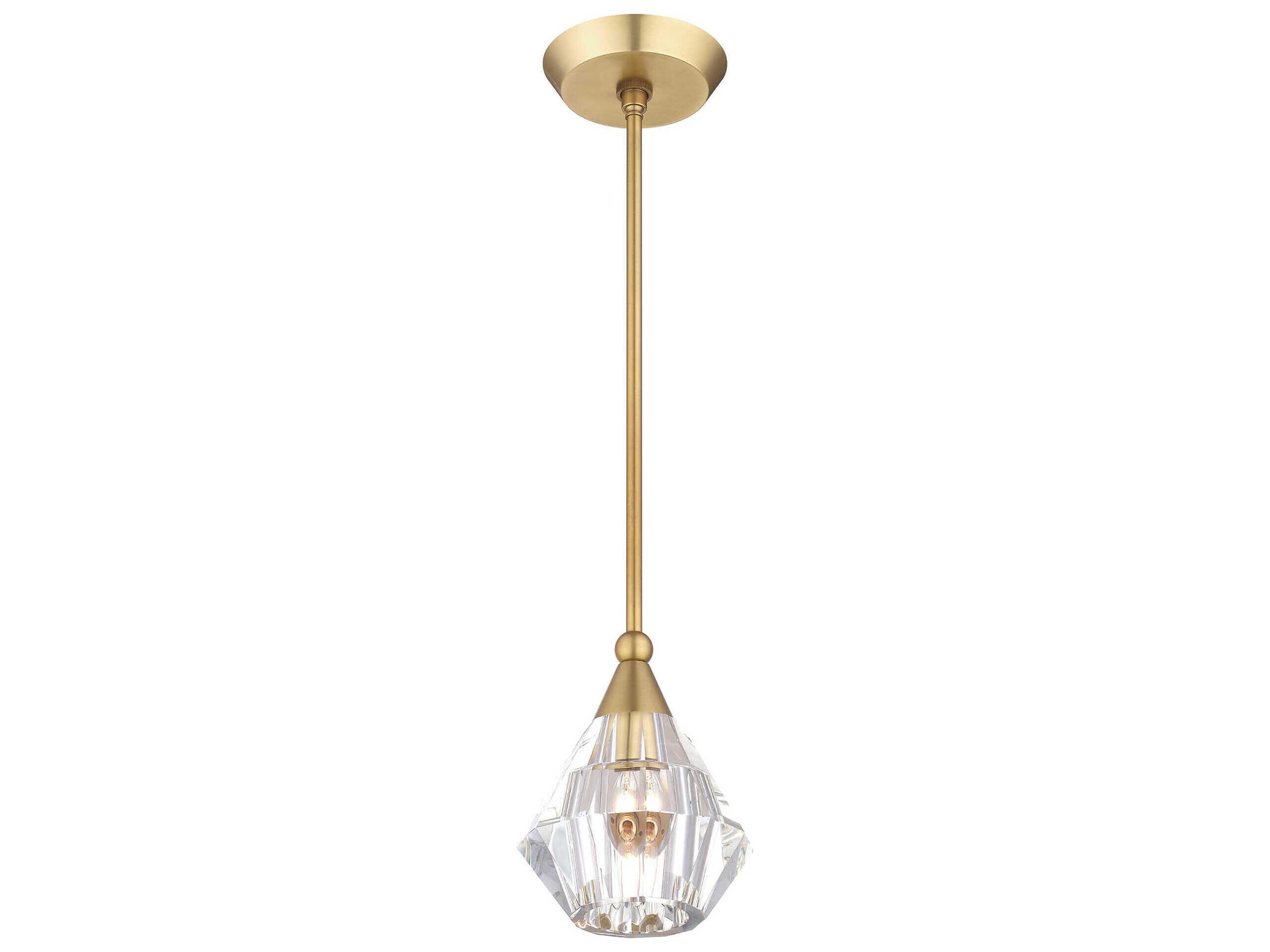 Livex Lighting Brussels 1-Light Natural Brass Crystal Mini Pendant