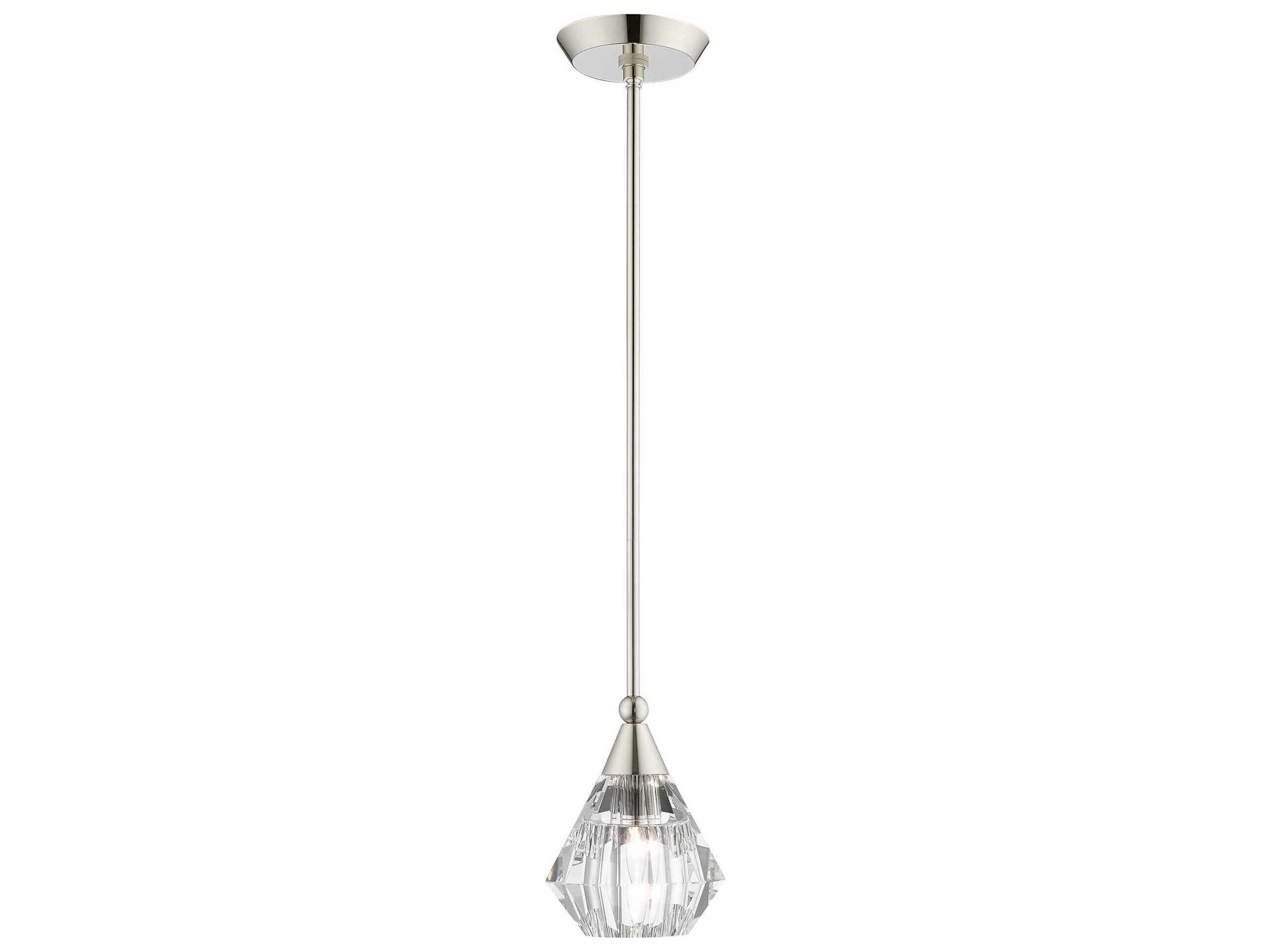 Brussels 1-Light Polished Nickel Crystal Mini Pendant