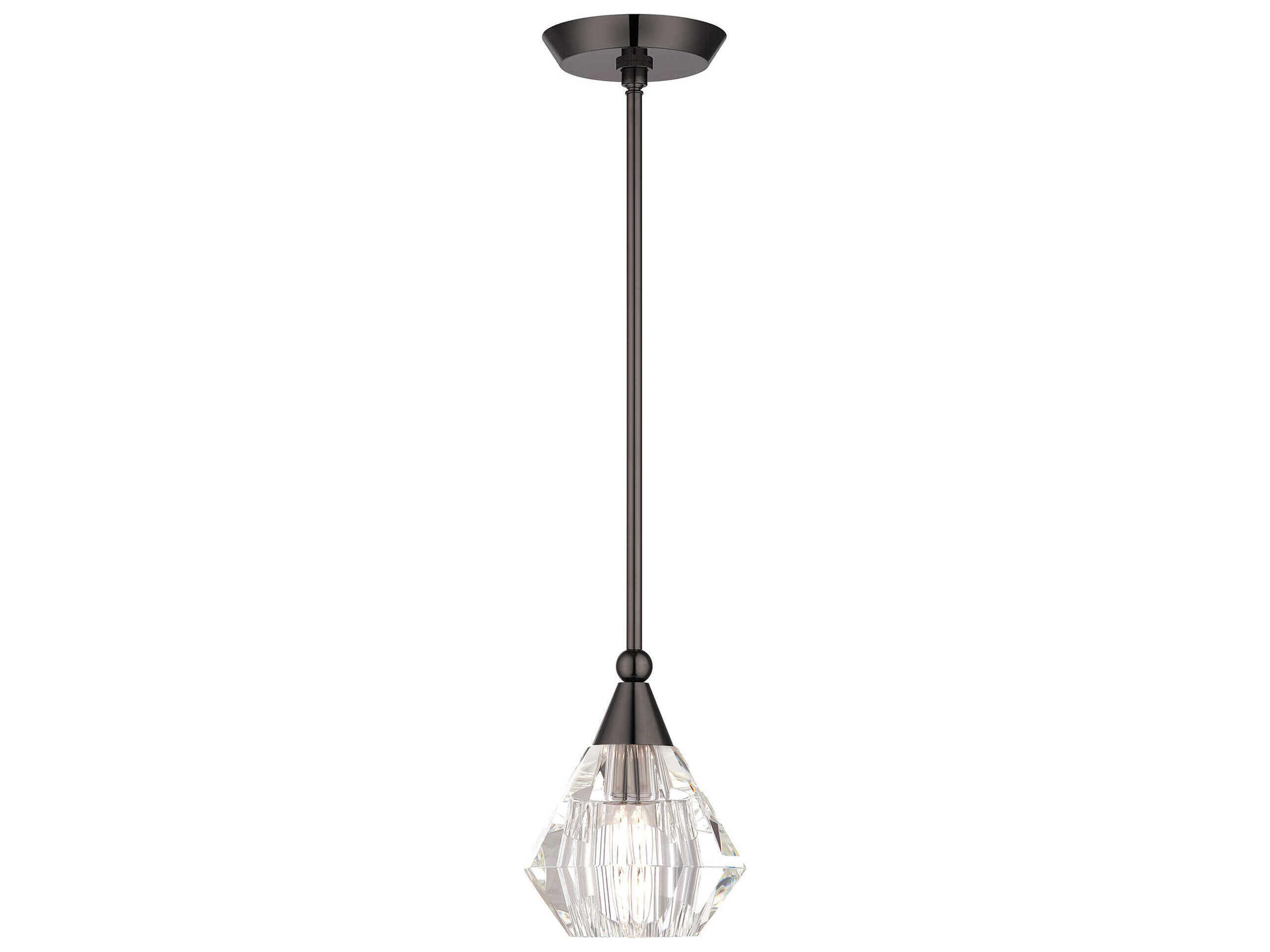 Brussels 1-Light Black Chrome Glass Mini Pendant