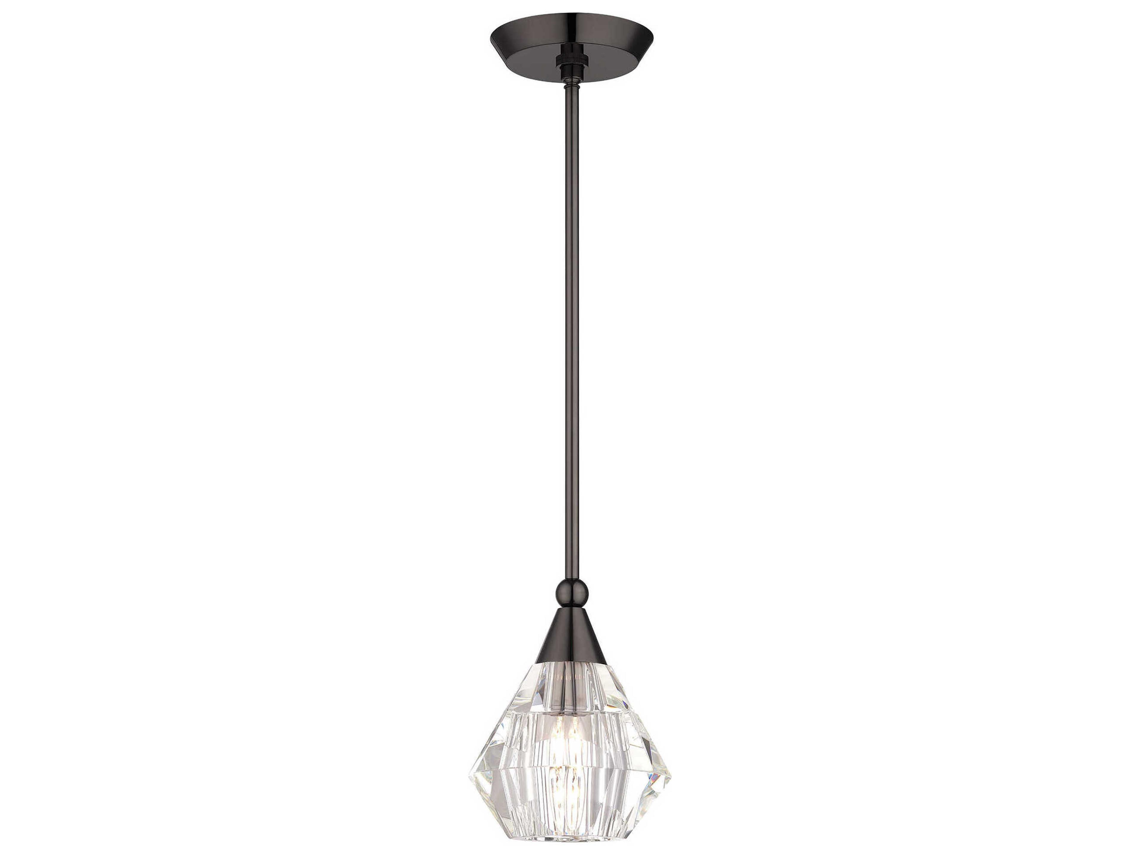 Livex Lighting Brussels 1-Light Black Chrome Glass Mini Pendant