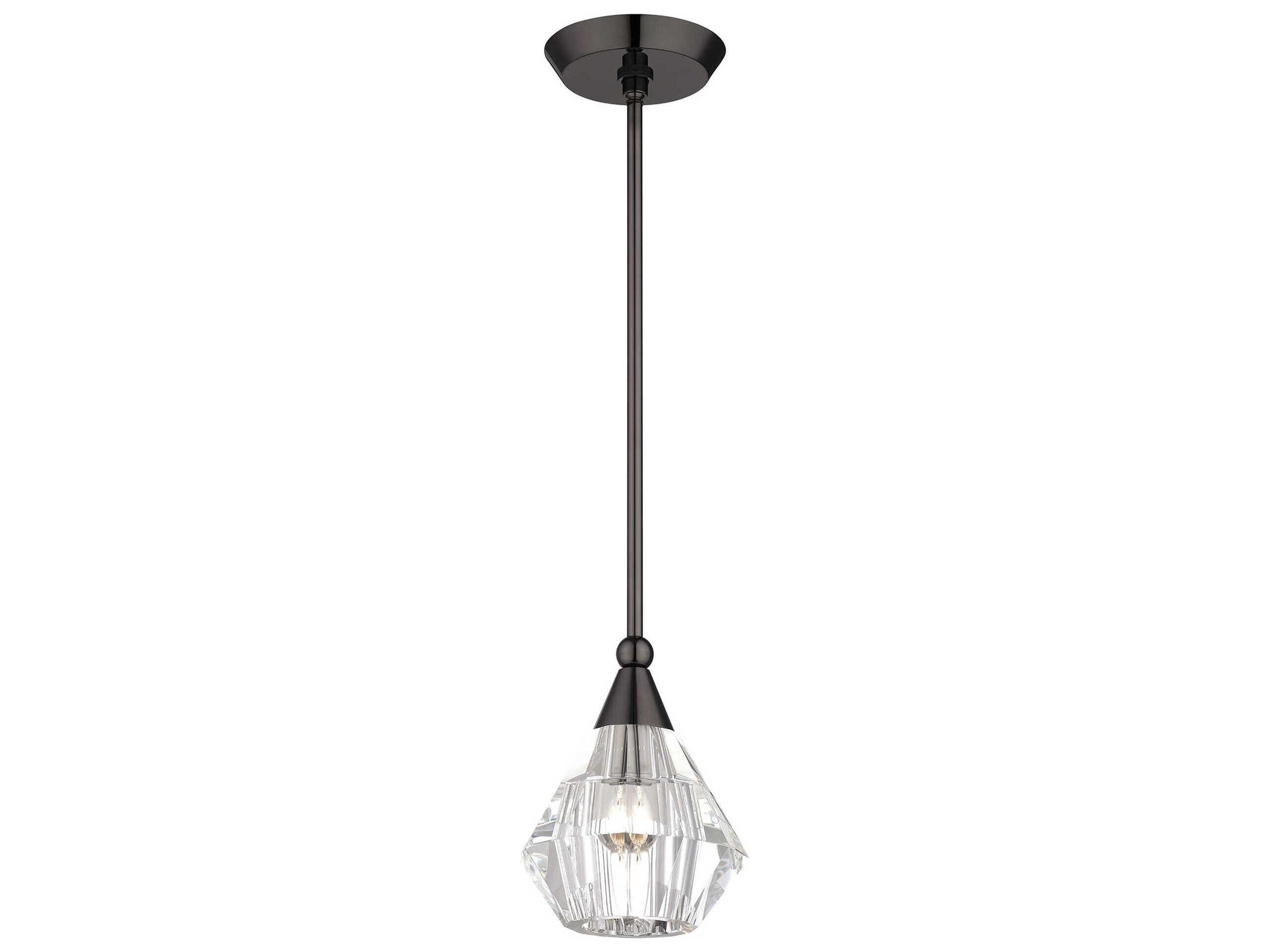 Livex Lighting Brussels 1-Light Black Chrome Glass Mini Pendant