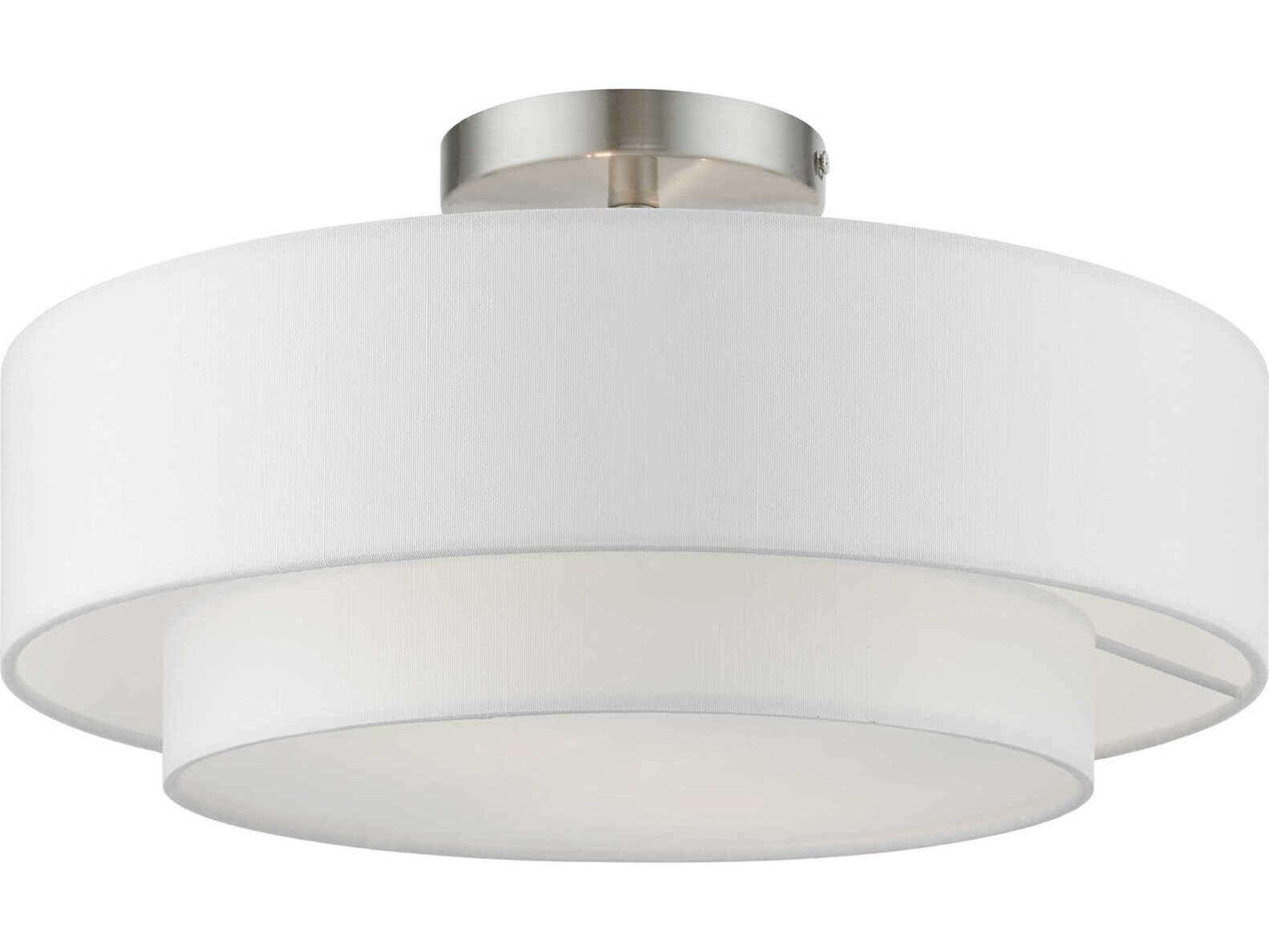 Meridian 2-Light Brushed Nickel Drum Semi Flush Mount