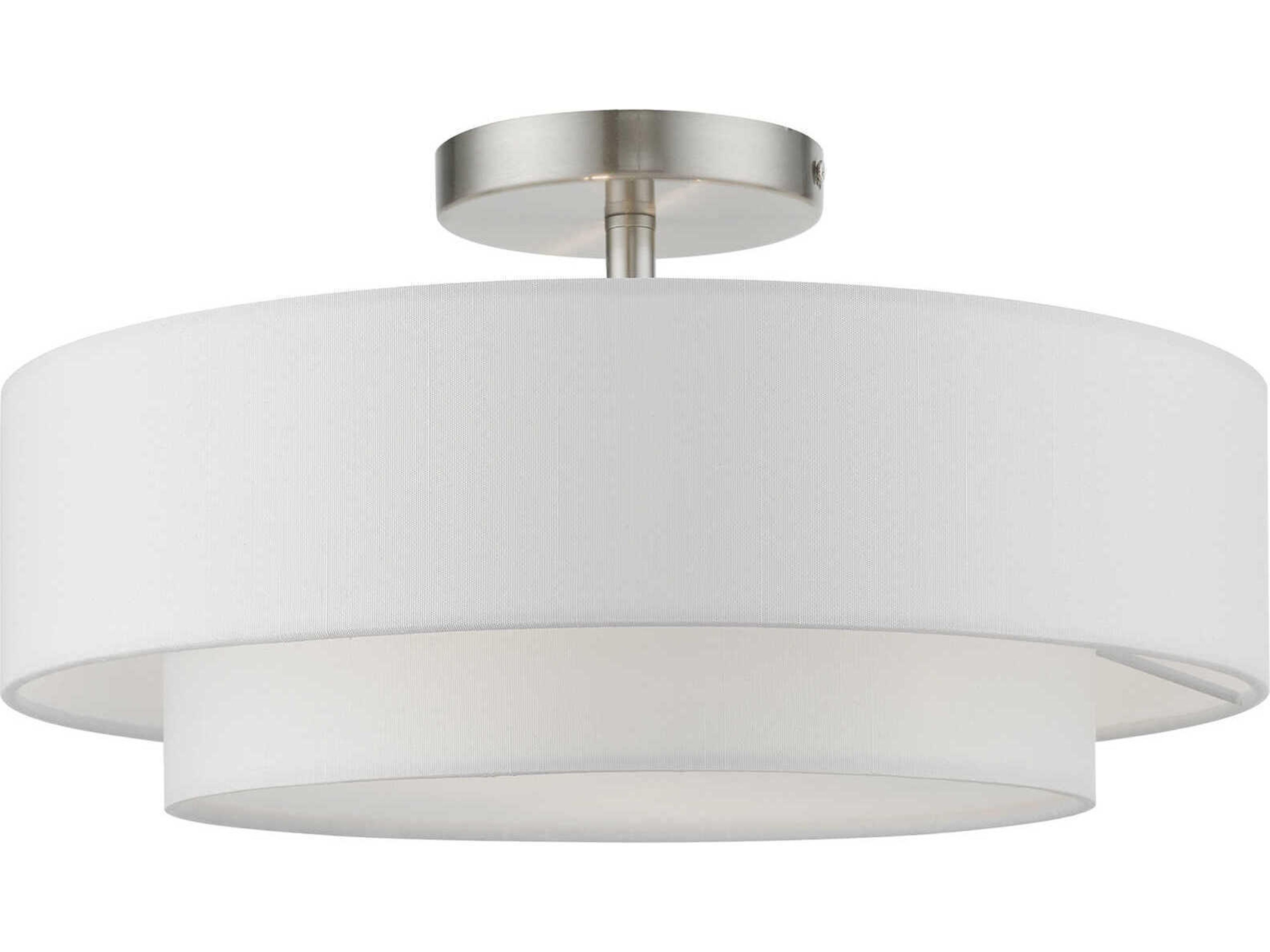 Livex Lighting Meridian 2-Light Brushed Nickel Drum Semi Flush Mount