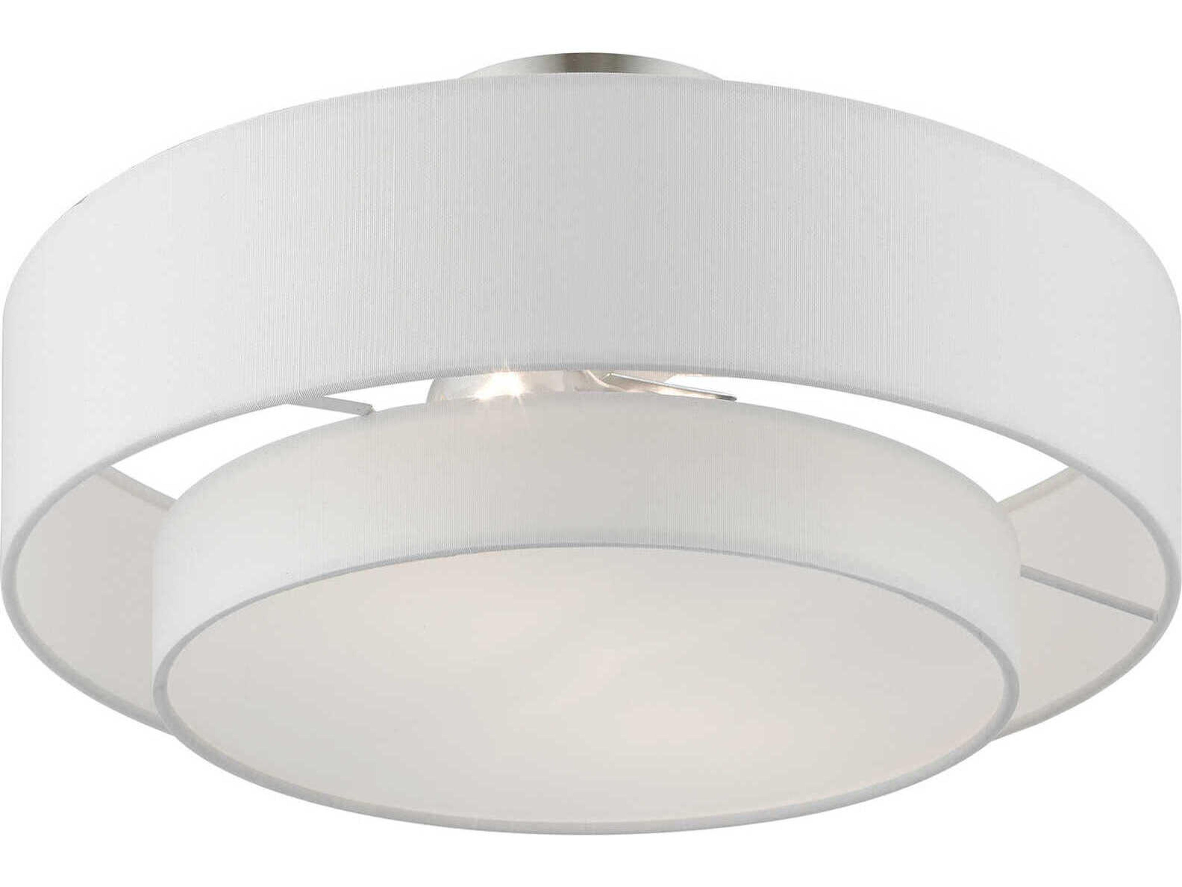 Livex Lighting Meridian 2-Light Brushed Nickel Drum Semi Flush Mount
