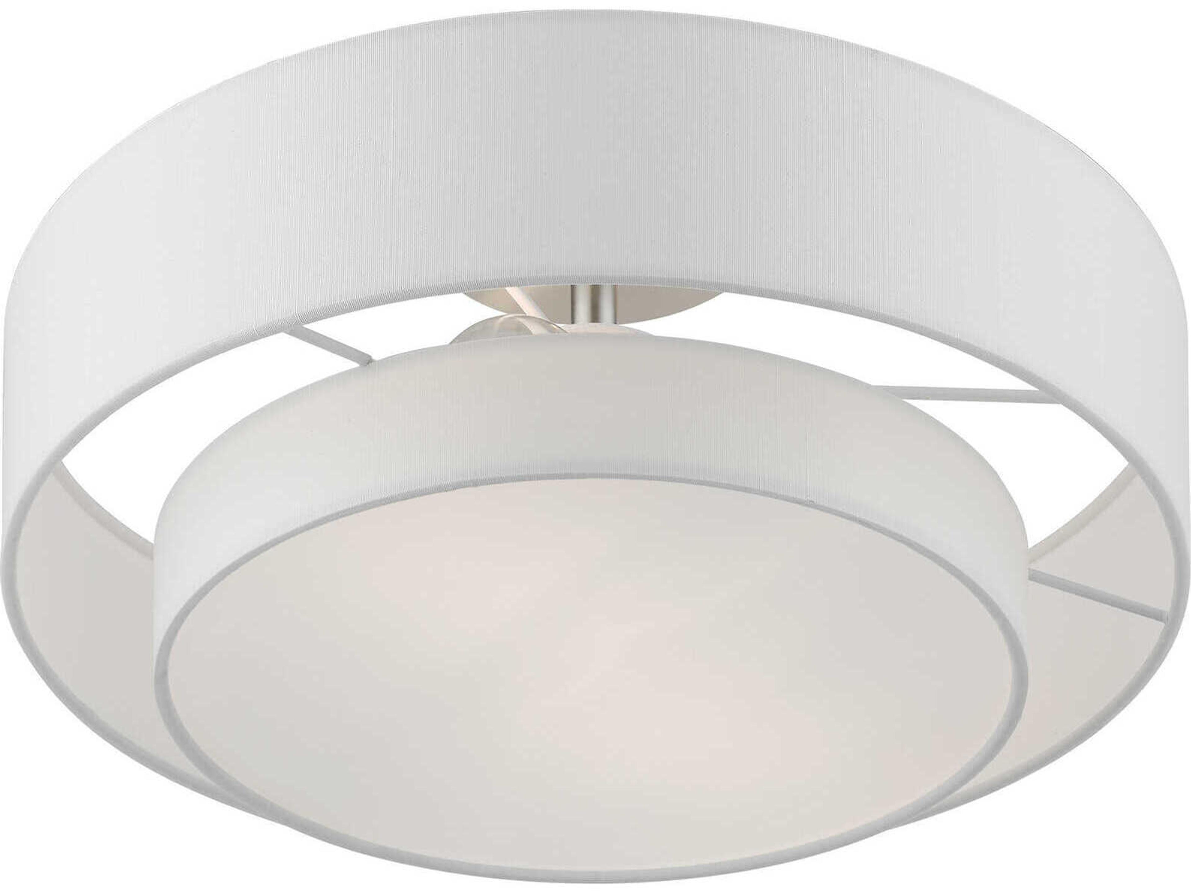 Livex Lighting Meridian 2-Light Brushed Nickel Drum Semi Flush Mount