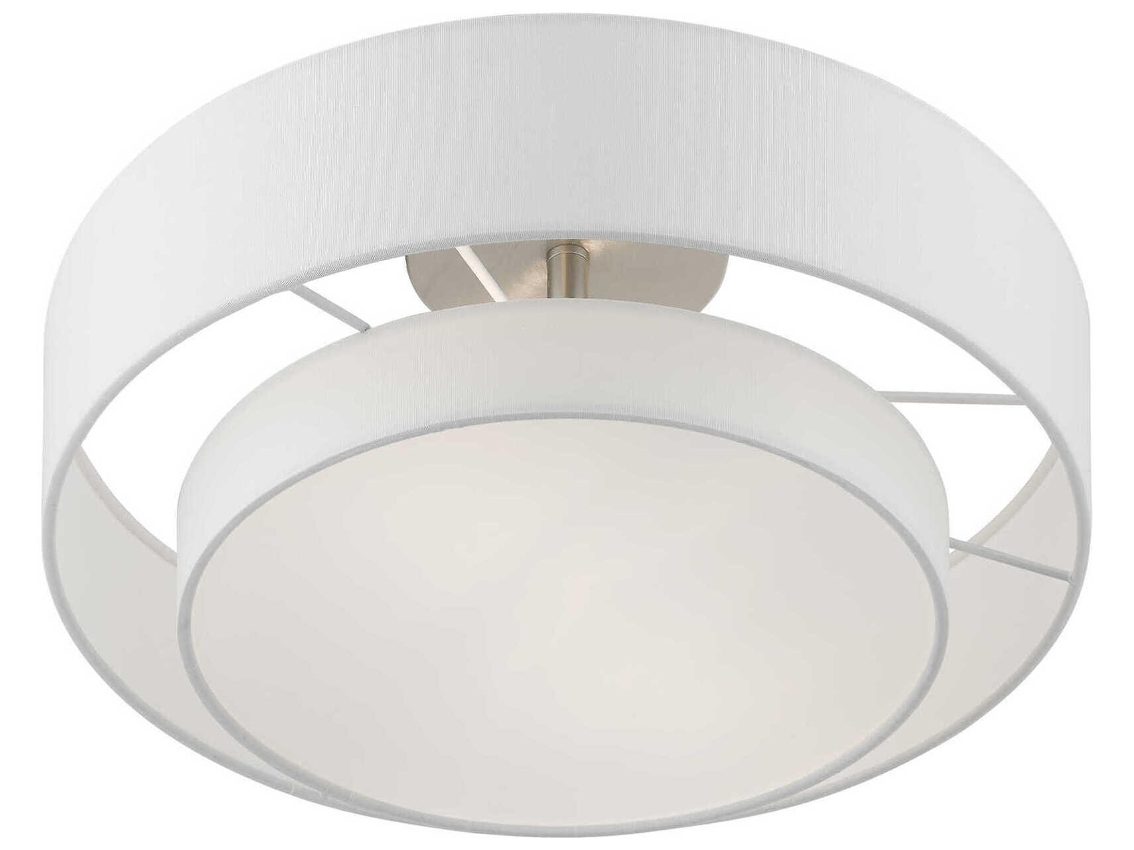 Livex Lighting Meridian 2-Light Brushed Nickel Drum Semi Flush Mount