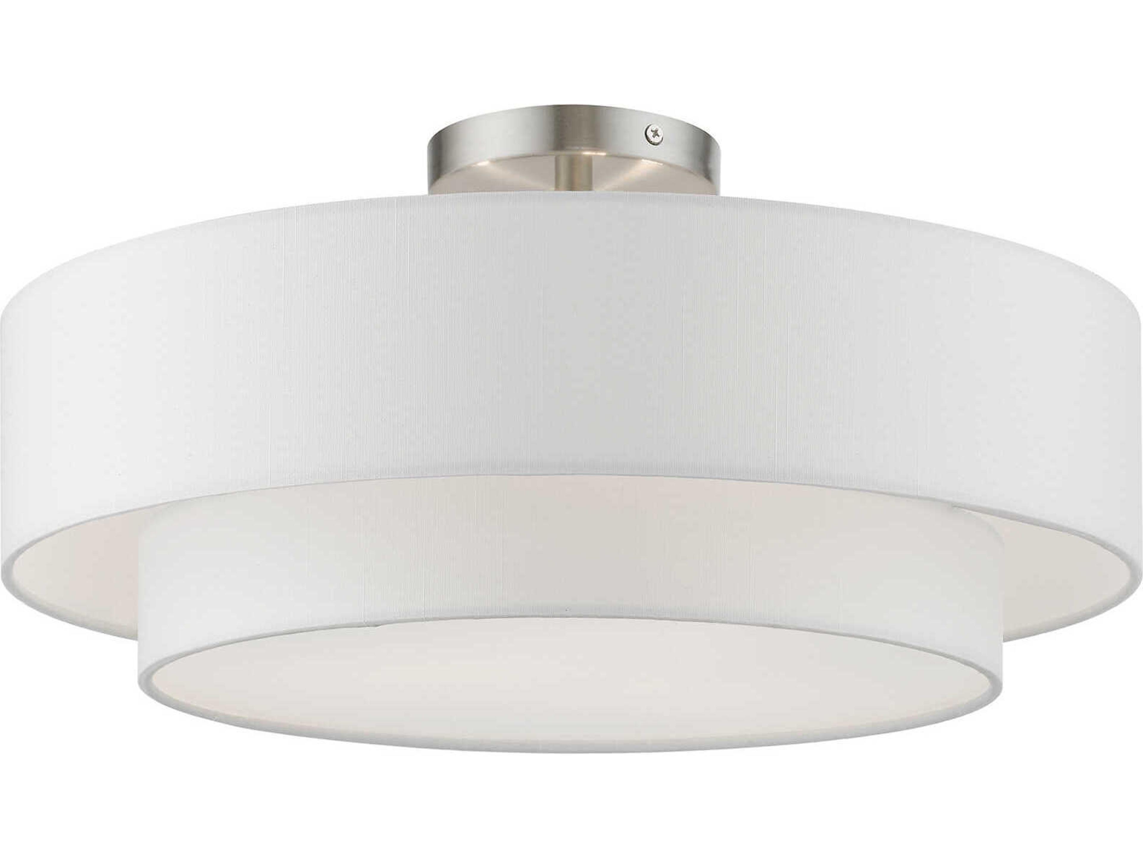 Meridian 3-Light Brushed Nickel Drum Semi Flush Mount