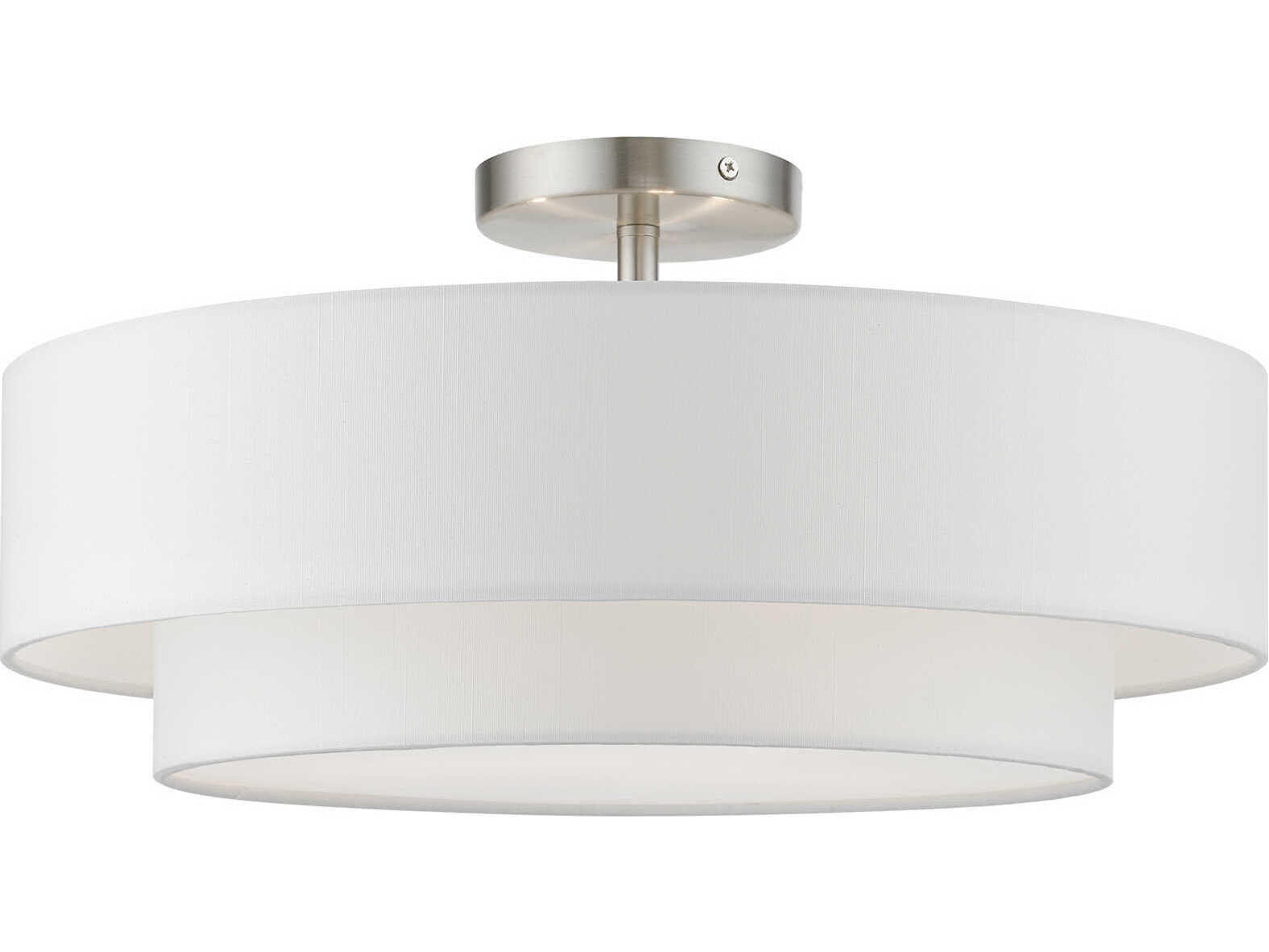 Livex Lighting Meridian 3-Light Brushed Nickel Drum Semi Flush Mount