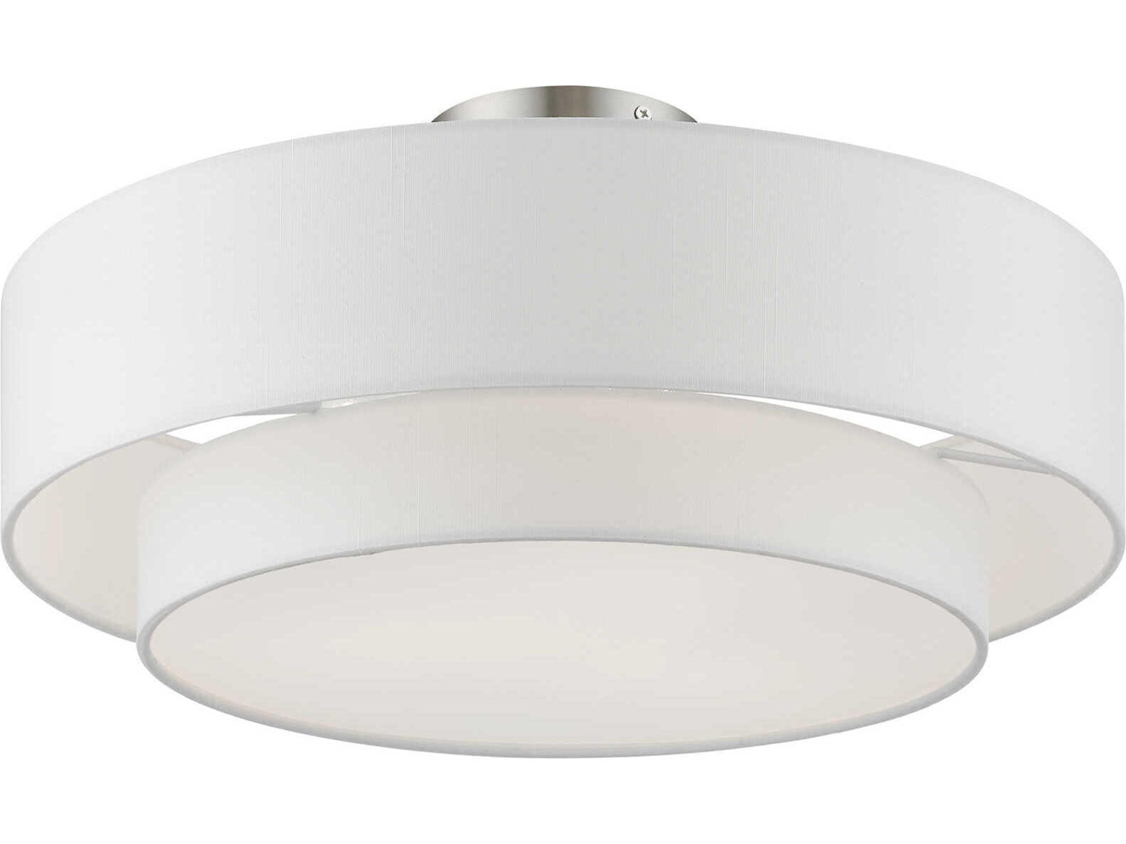 Livex Lighting Meridian 3-Light Brushed Nickel Drum Semi Flush Mount