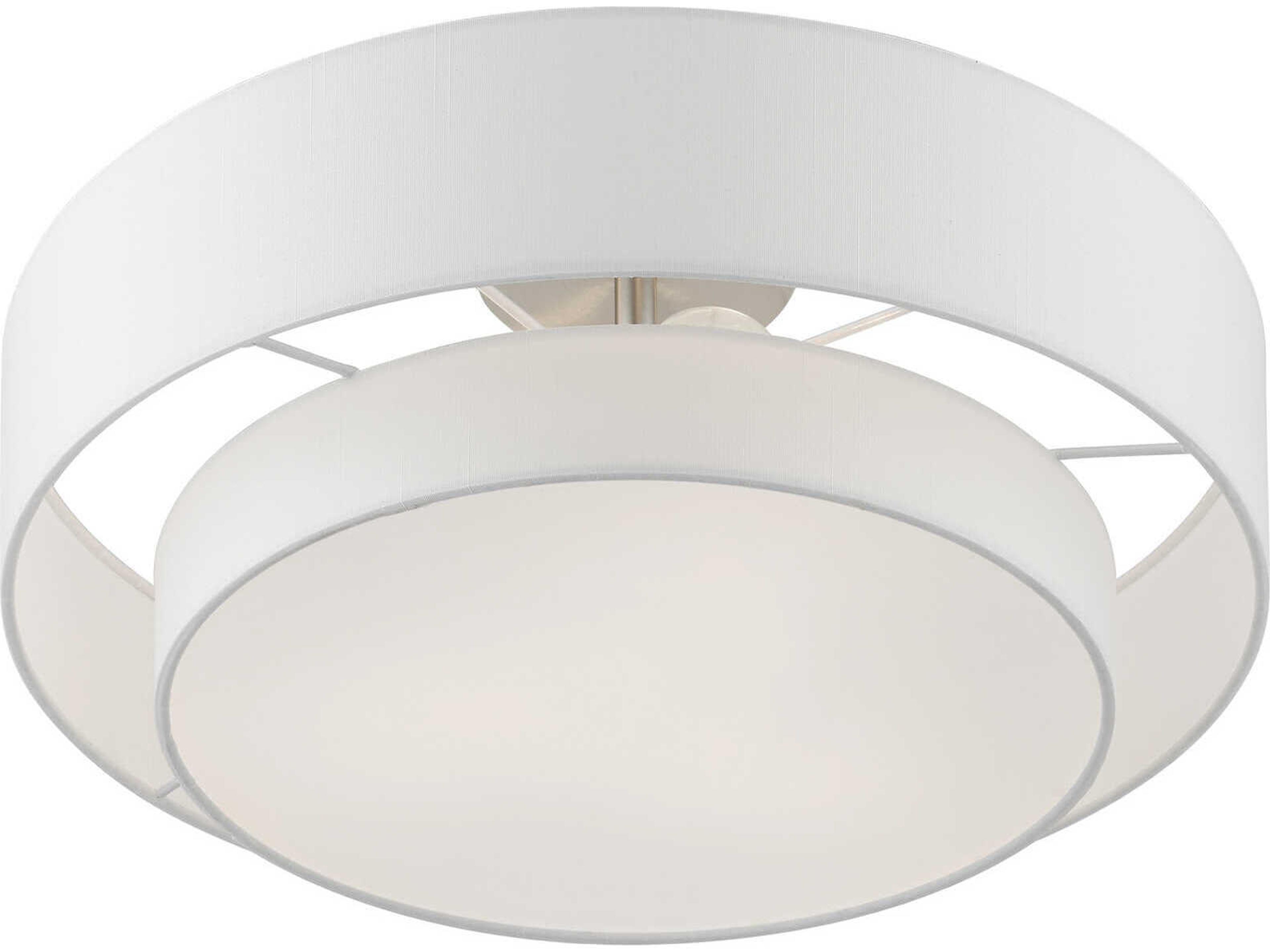 Livex Lighting Meridian 3-Light Brushed Nickel Drum Semi Flush Mount