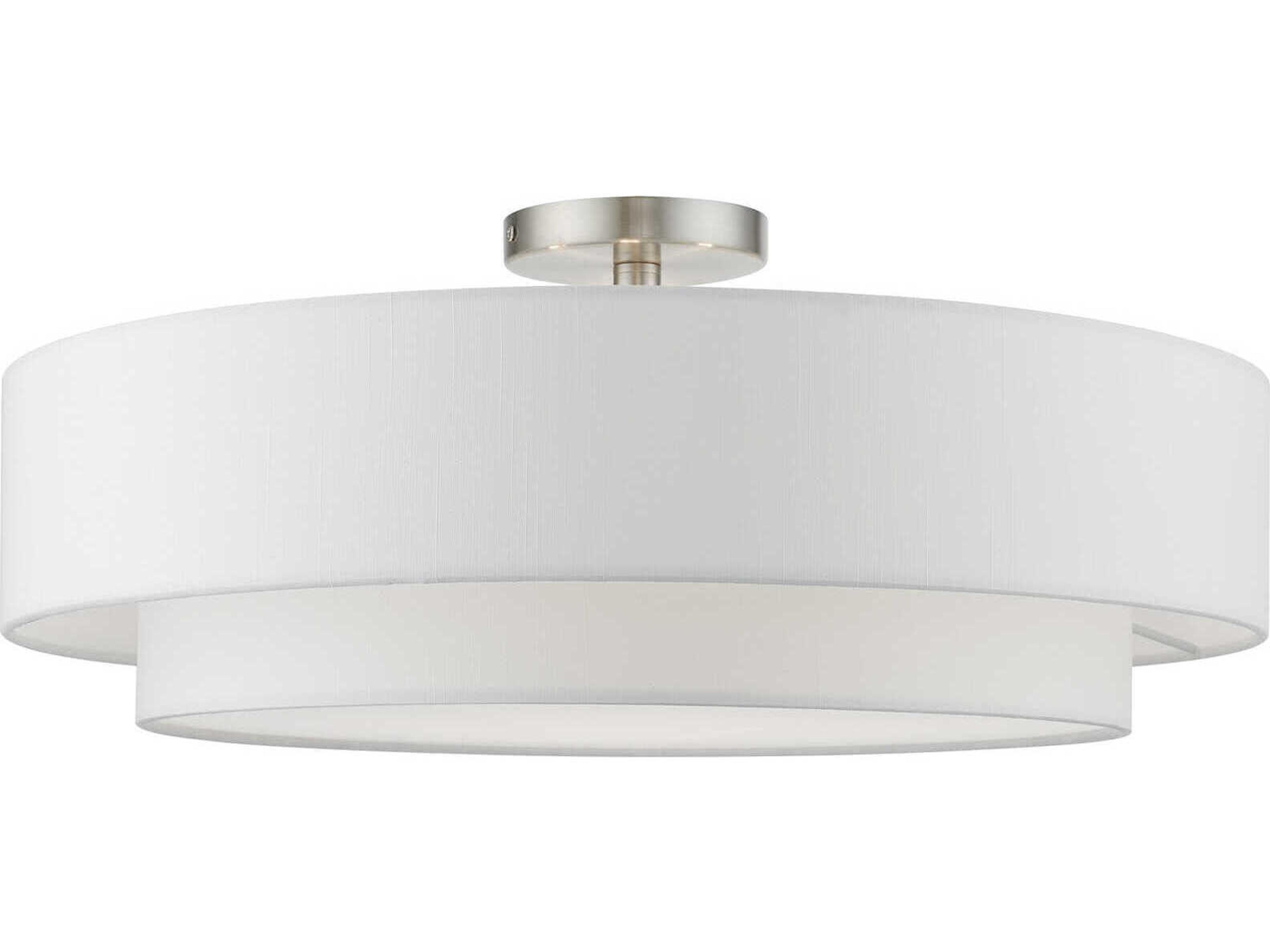Livex Lighting Meridian 4-Light Brushed Nickel Drum Semi Flush Mount