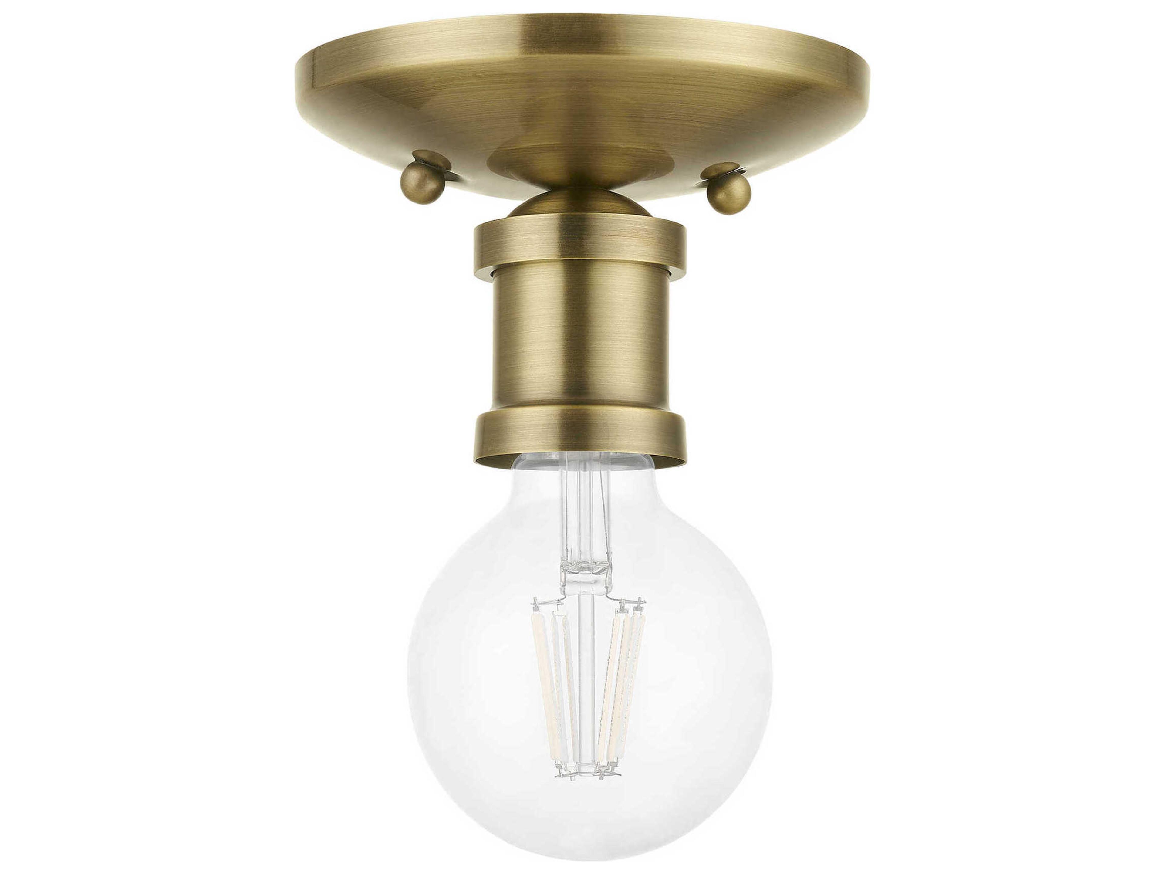 Livex Lighting Lansdale 1-Light Antique Brass Semi Flush Mount