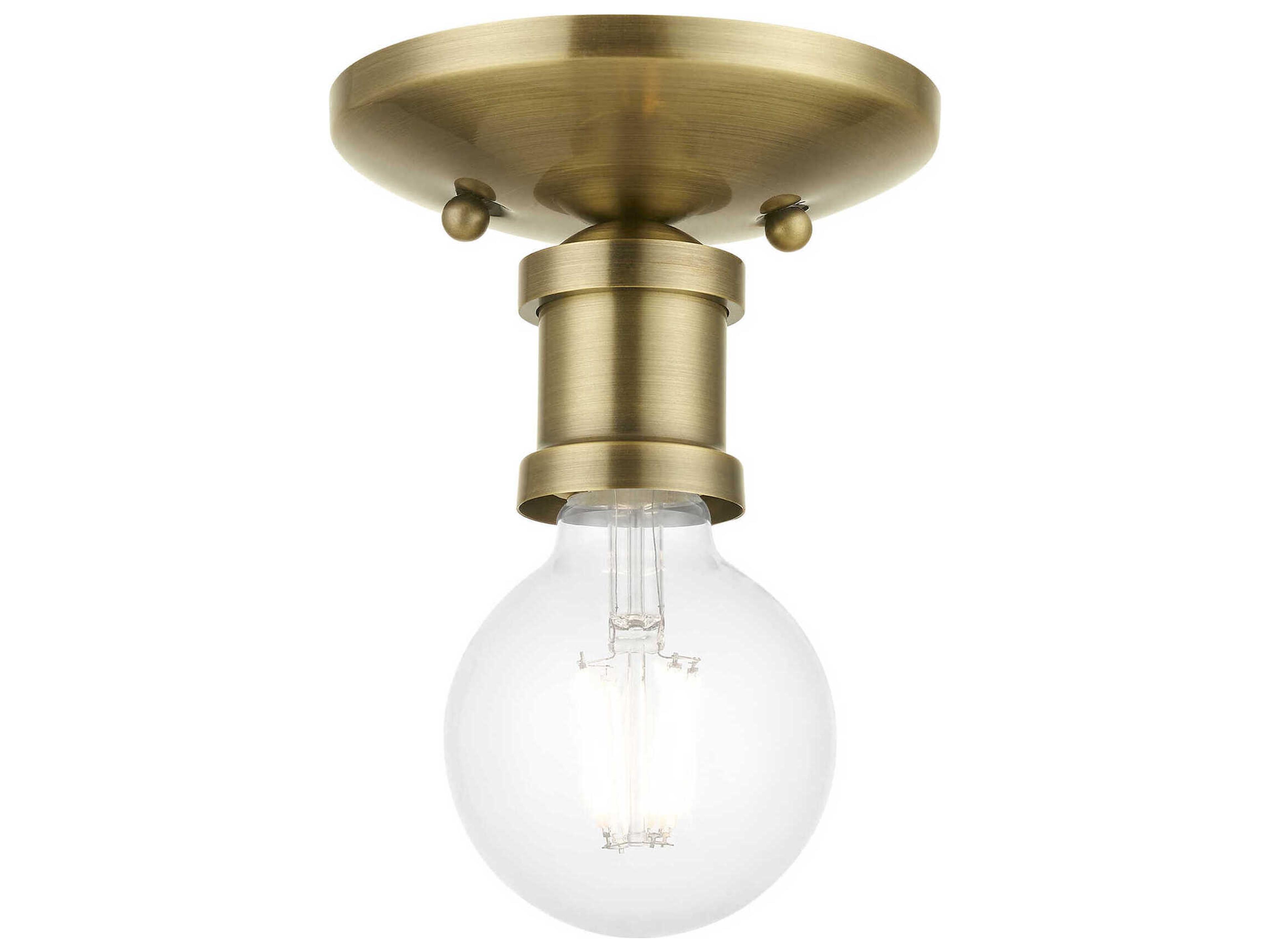 Livex Lighting Lansdale 1-Light Antique Brass Semi Flush Mount