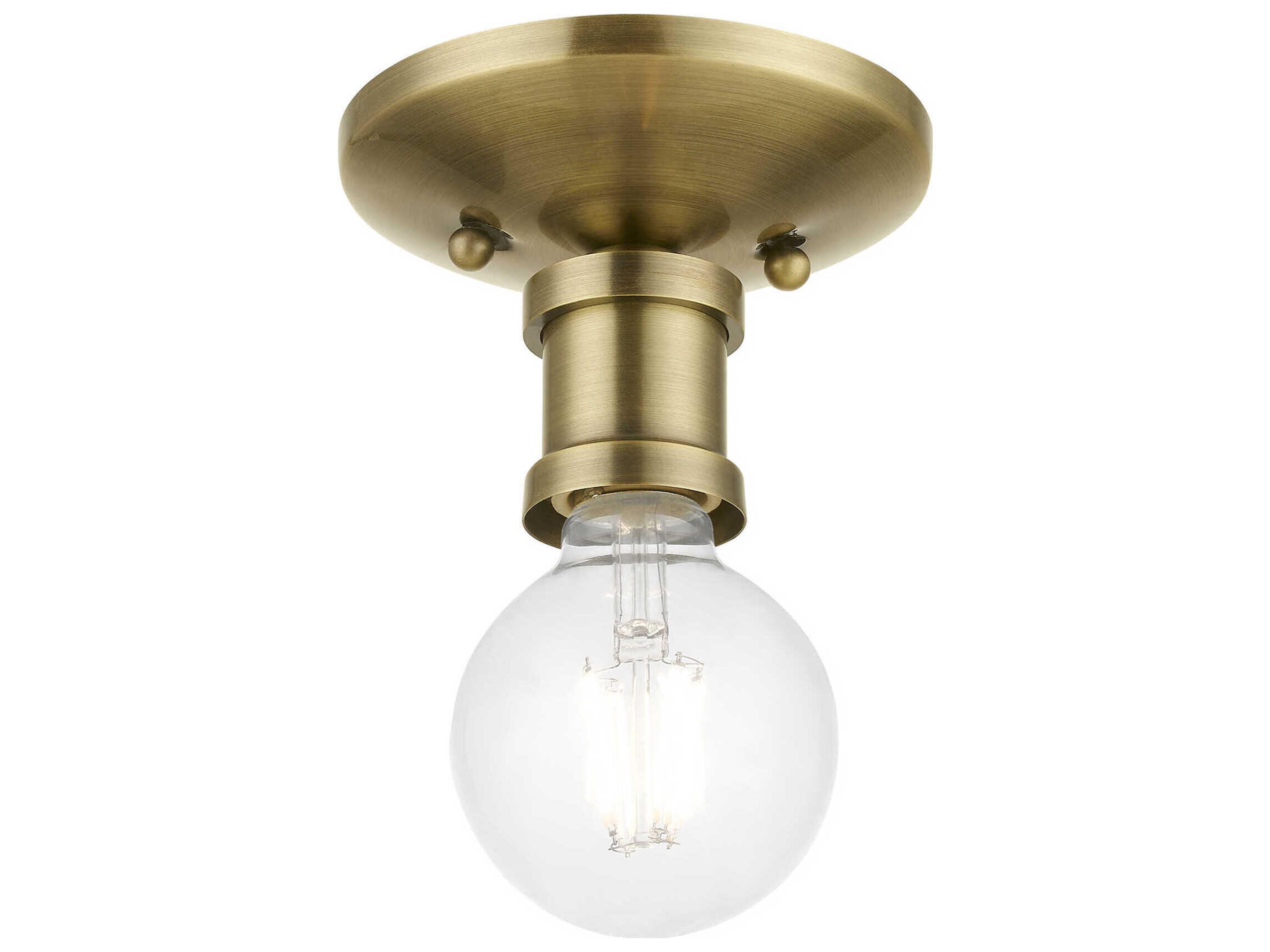 Livex Lighting Lansdale 1-Light Antique Brass Semi Flush Mount