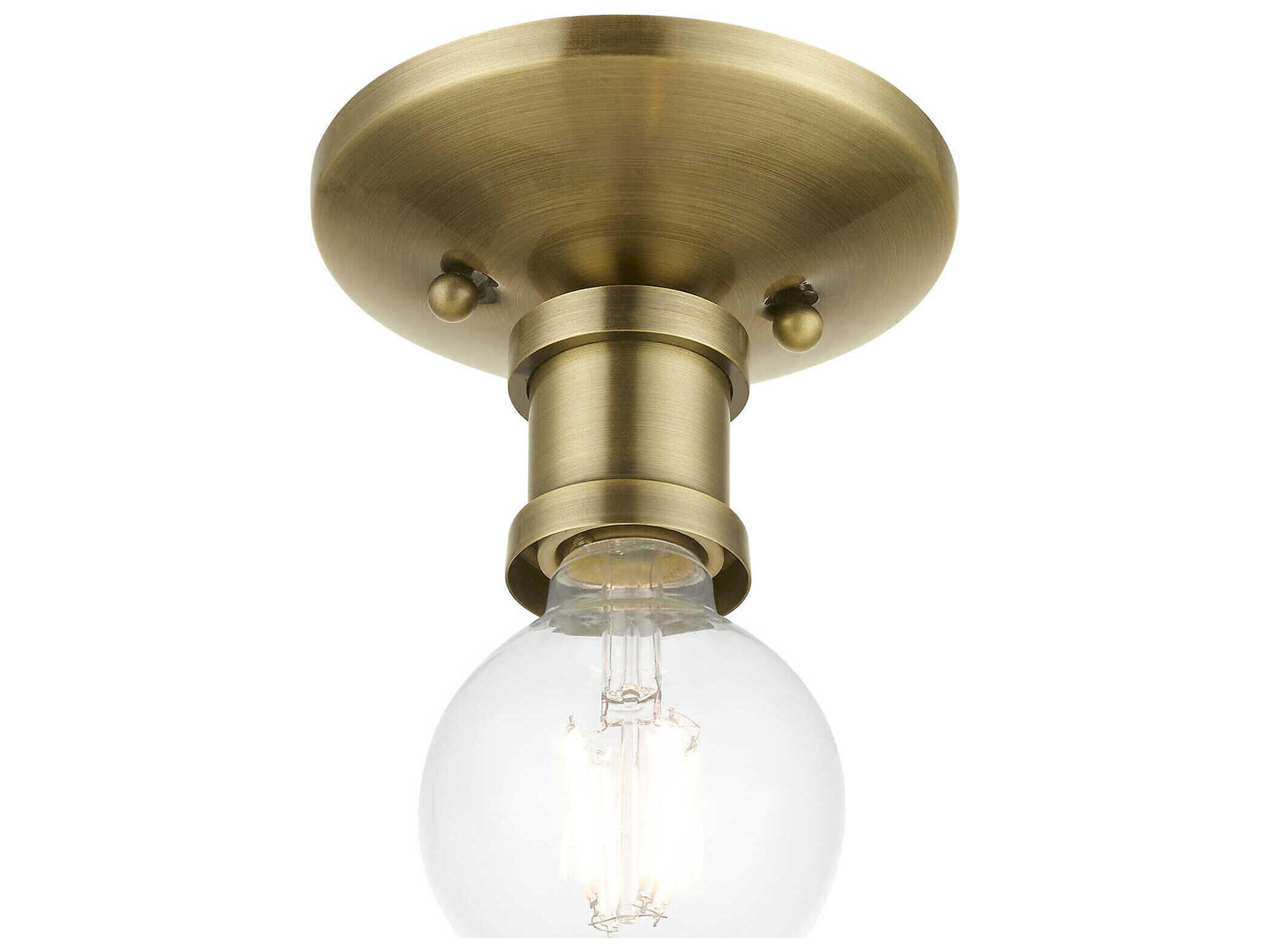 Livex Lighting Lansdale 1-Light Antique Brass Semi Flush Mount
