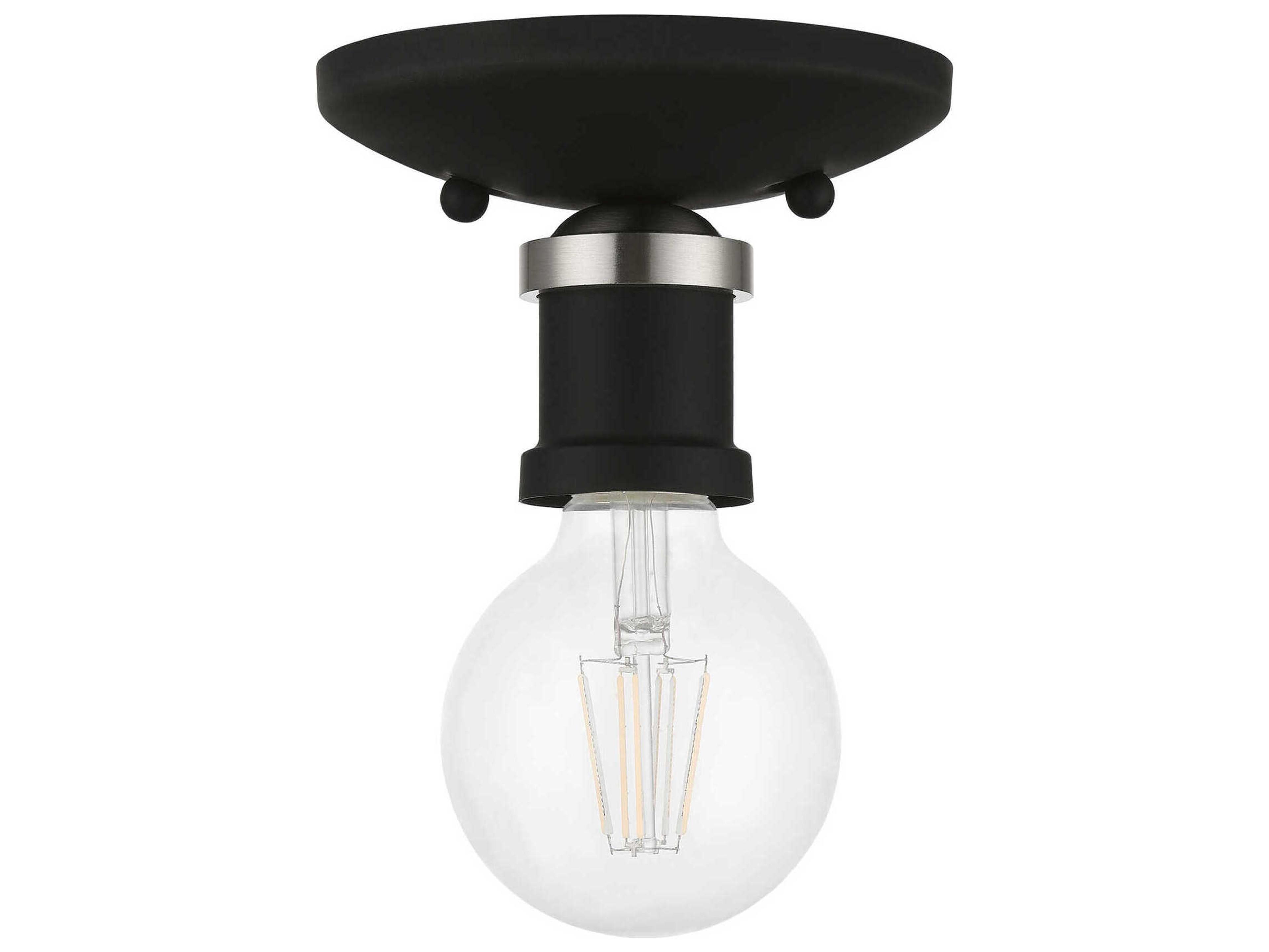Livex Lighting Lansdale 1-Light Black Brushed Nickel Semi Flush Mount