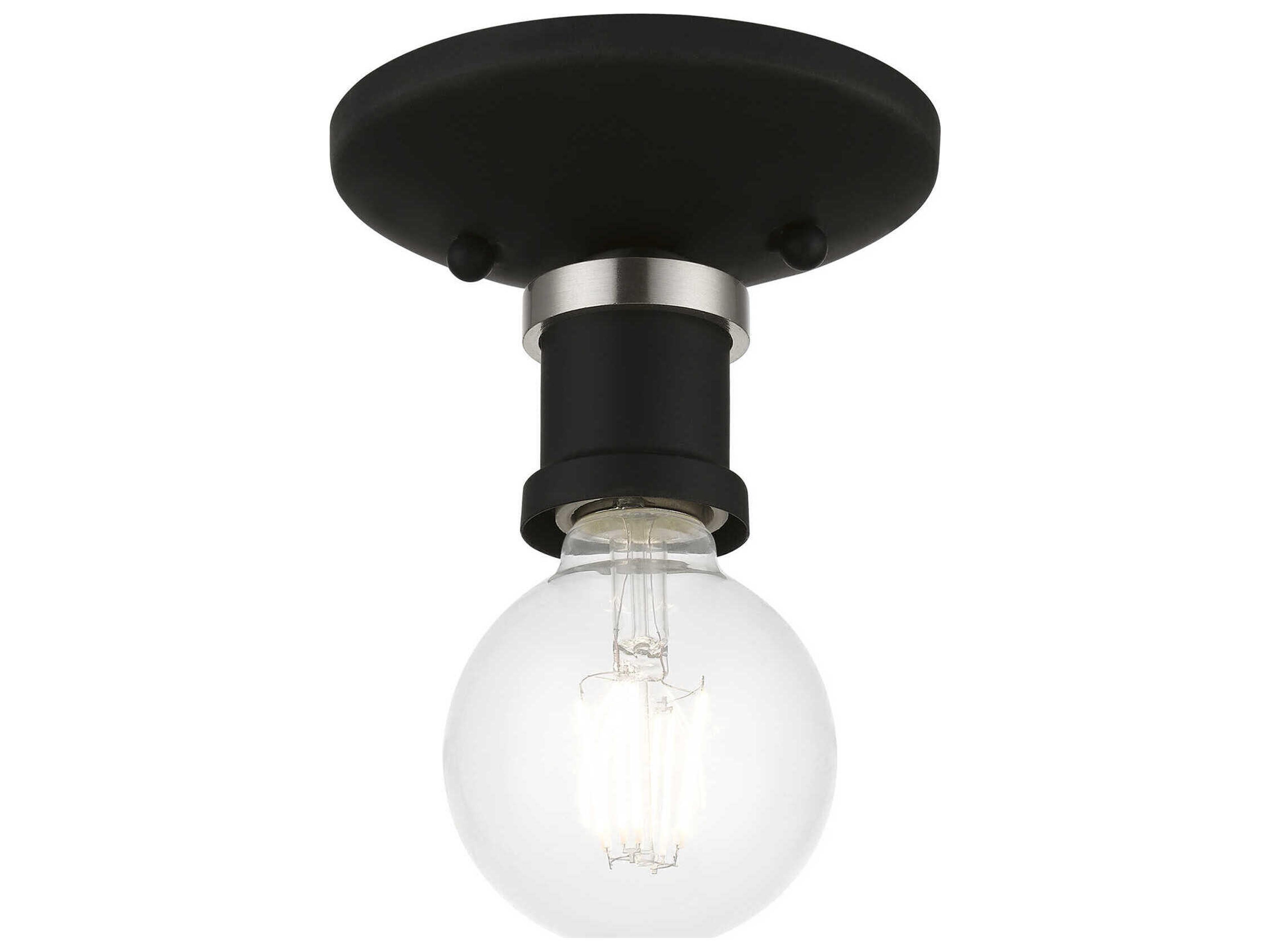 Livex Lighting Lansdale 1-Light Black Brushed Nickel Semi Flush Mount