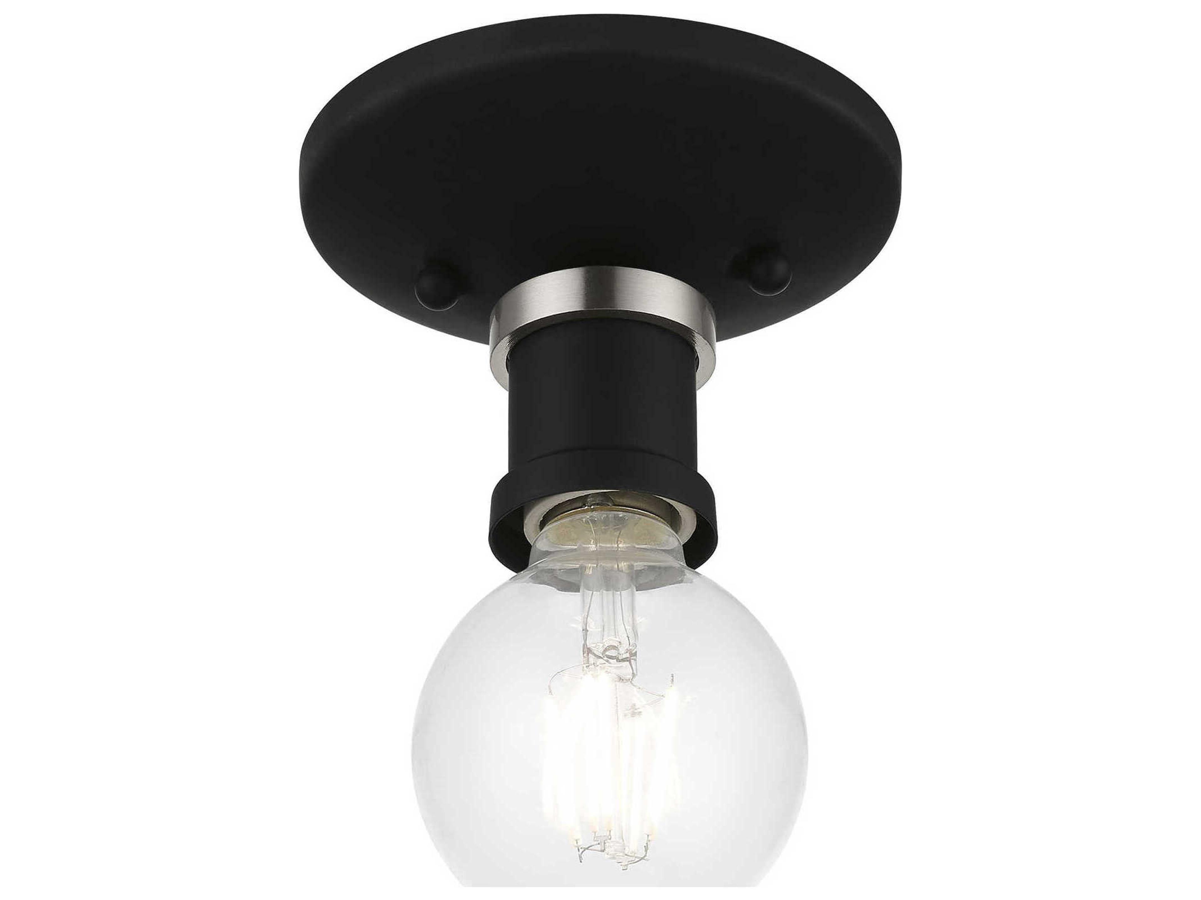 Livex Lighting Lansdale 1-Light Black Brushed Nickel Semi Flush Mount