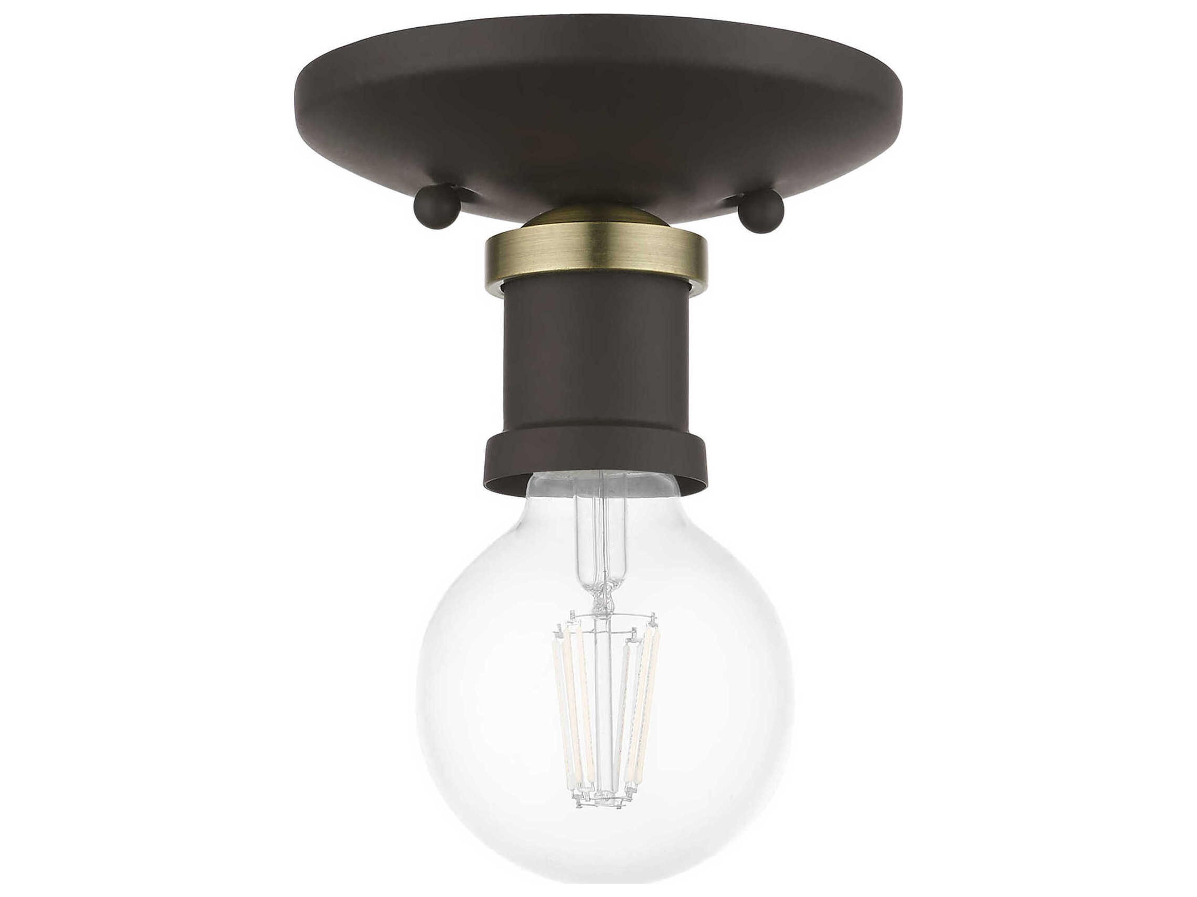 Livex Lighting Lansdale 1-Light Bronze Antique Brass Semi Flush Mount