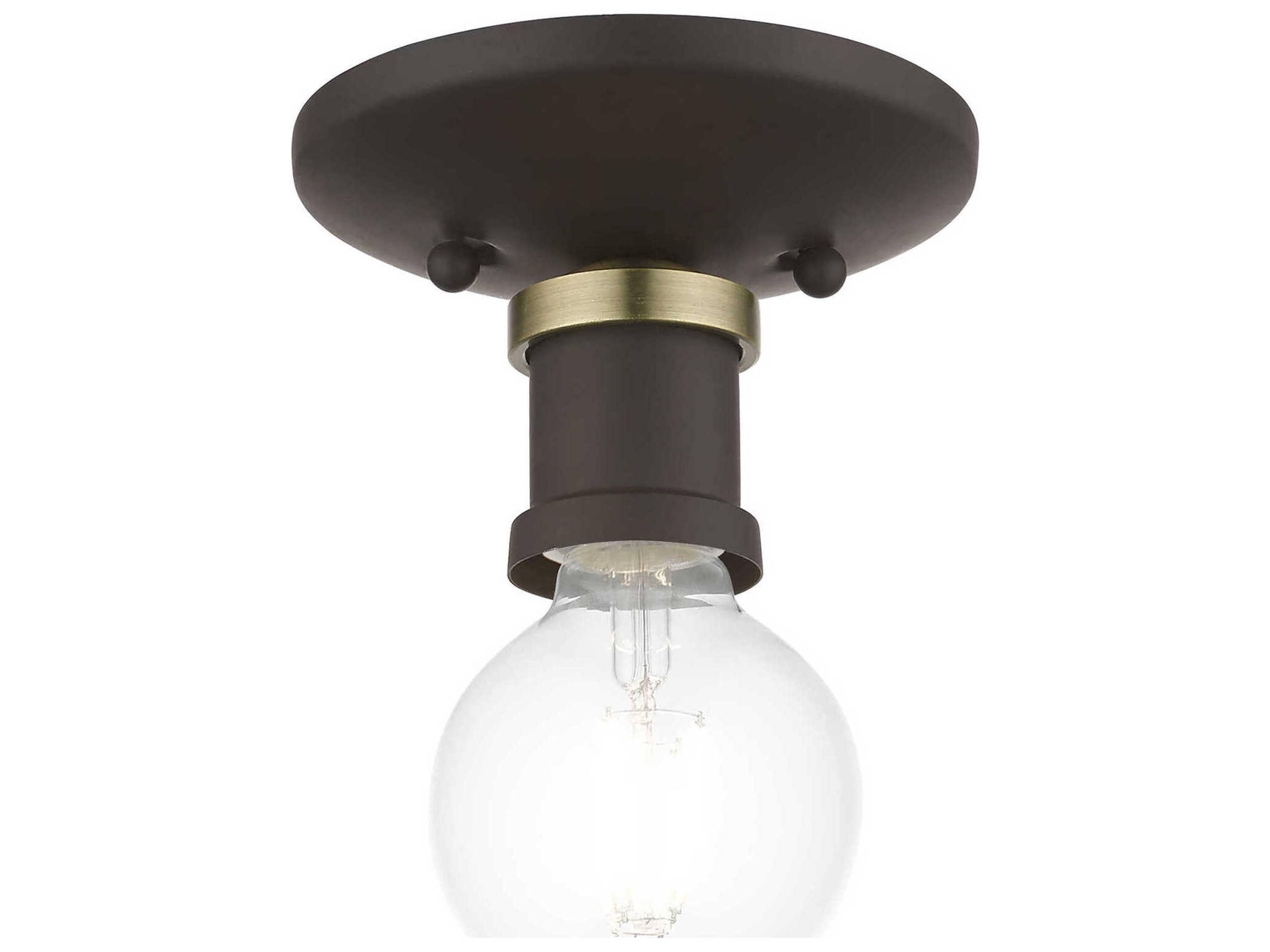 Livex Lighting Lansdale 1-Light Bronze Antique Brass Semi Flush Mount
