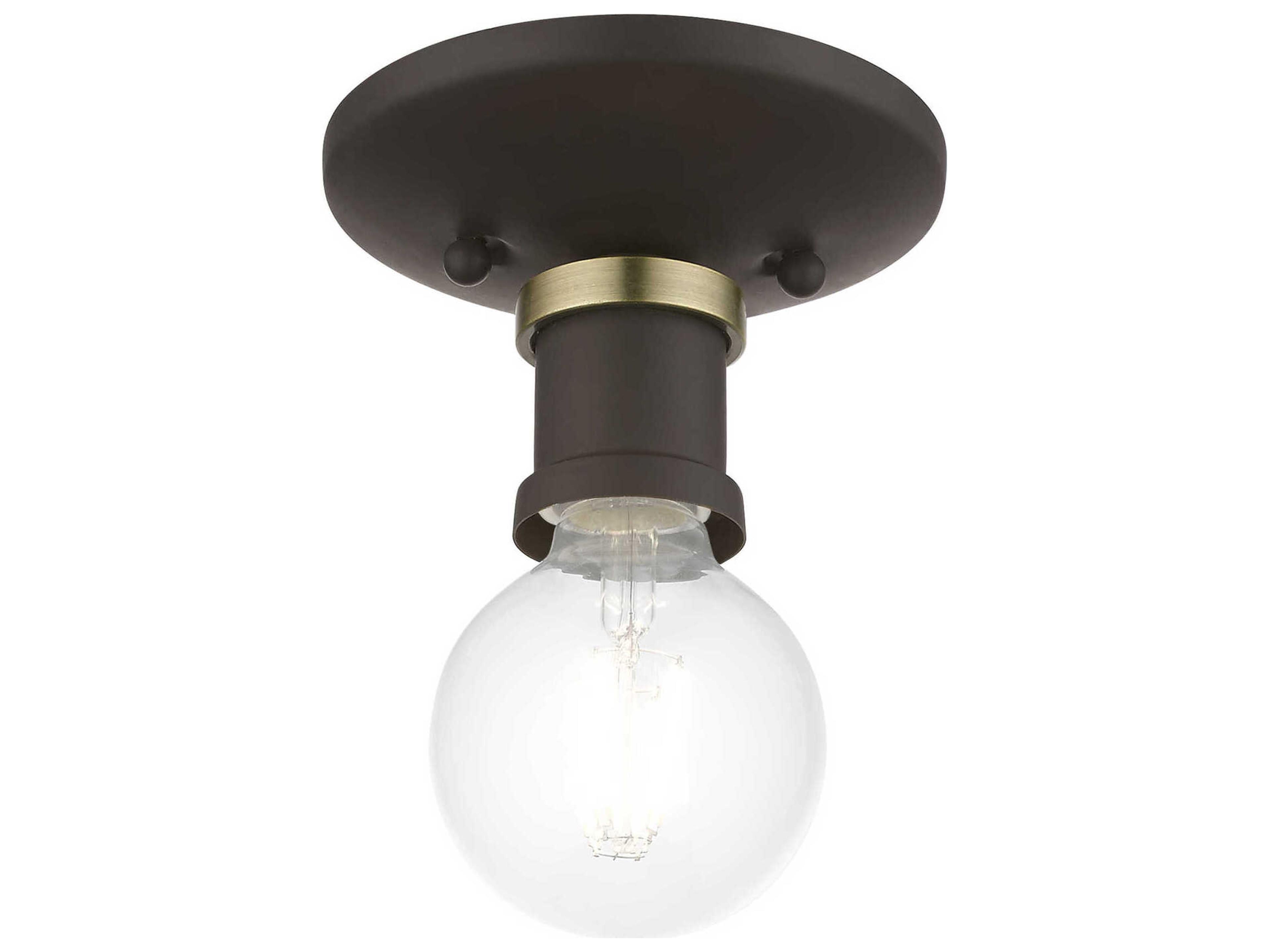 Livex Lighting Lansdale 1-Light Bronze Antique Brass Semi Flush Mount
