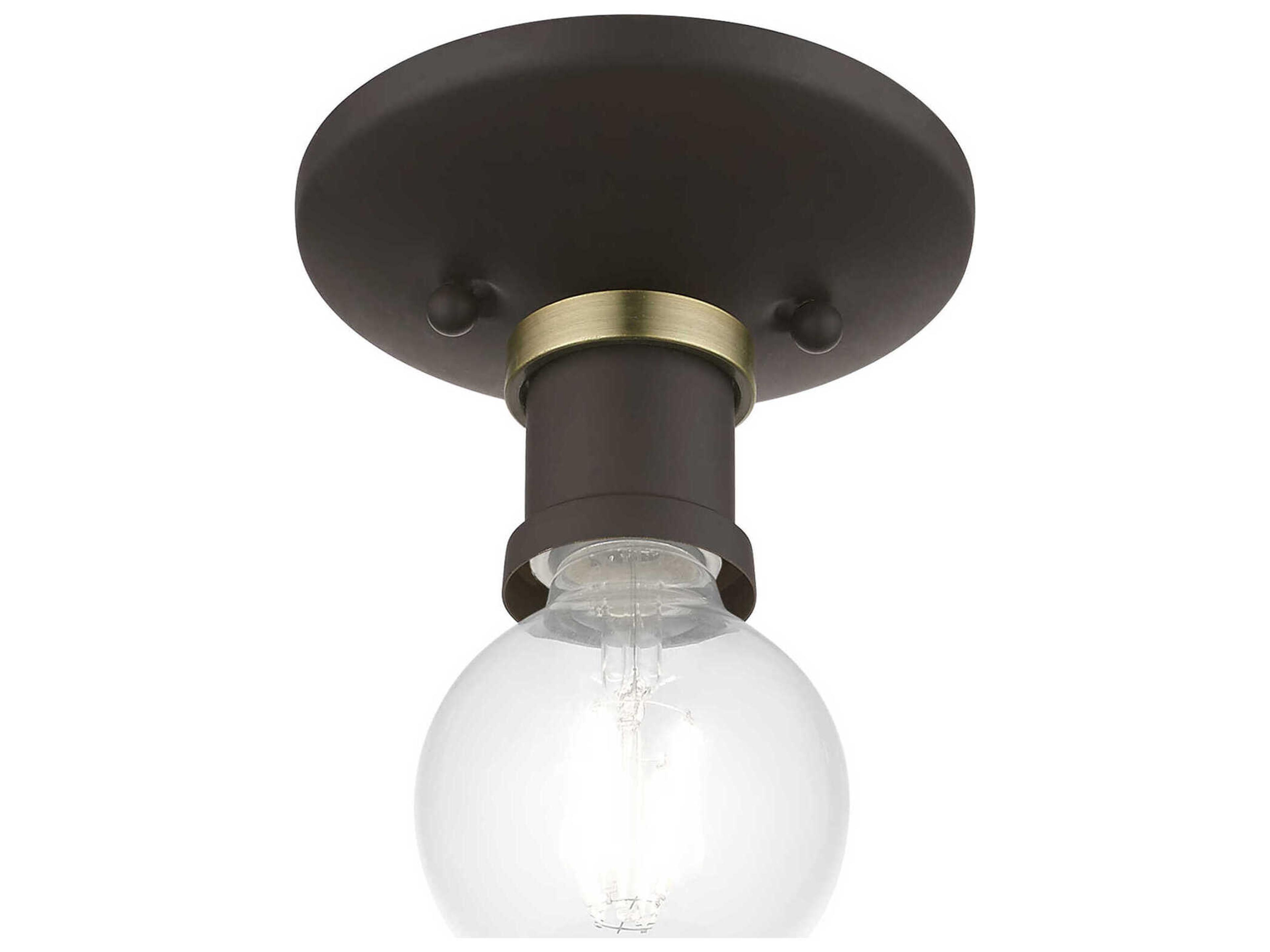 Livex Lighting Lansdale 1-Light Bronze Antique Brass Semi Flush Mount