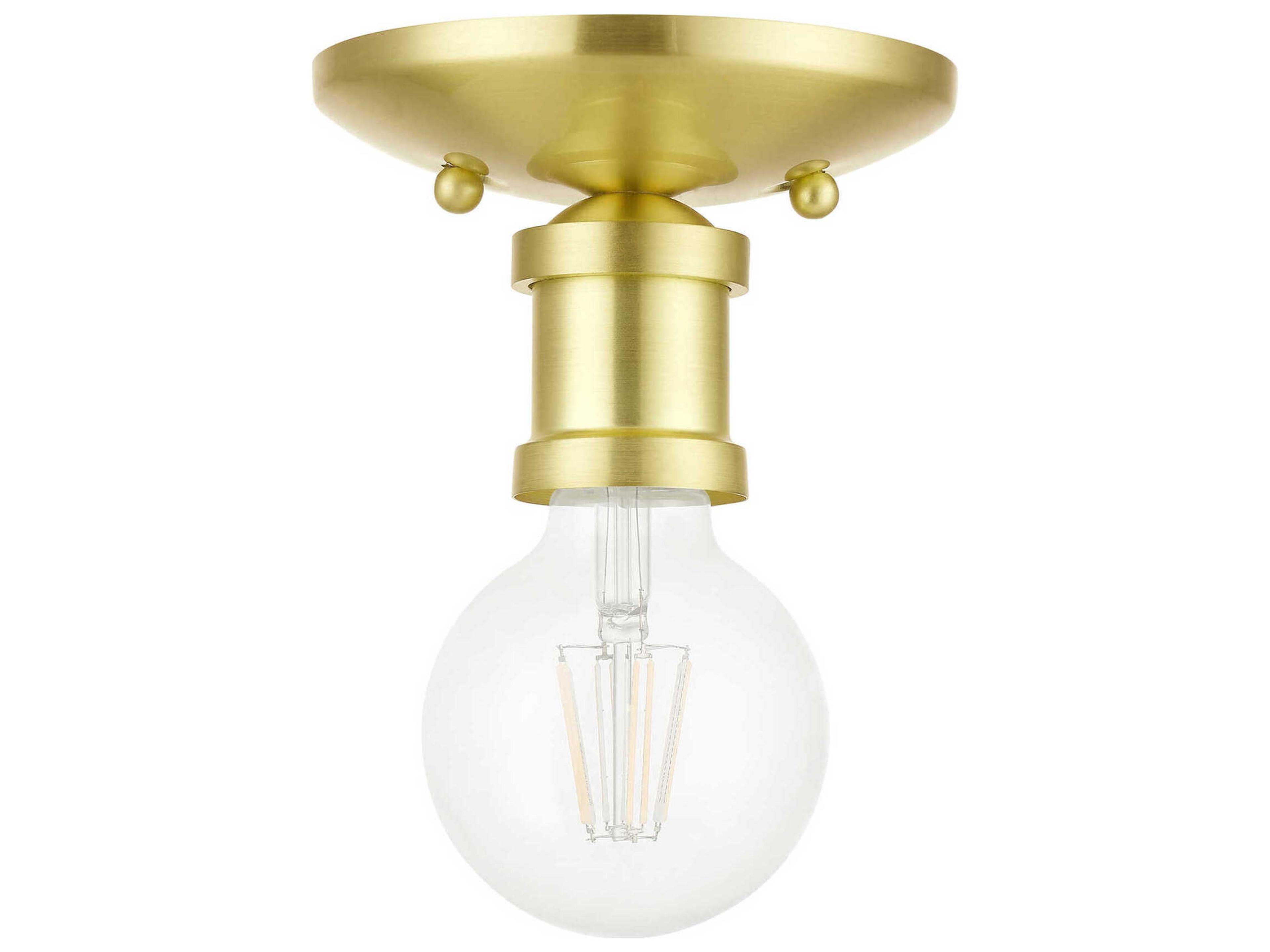 Livex Lighting Lansdale 1-Light Satin Brass Semi Flush Mount